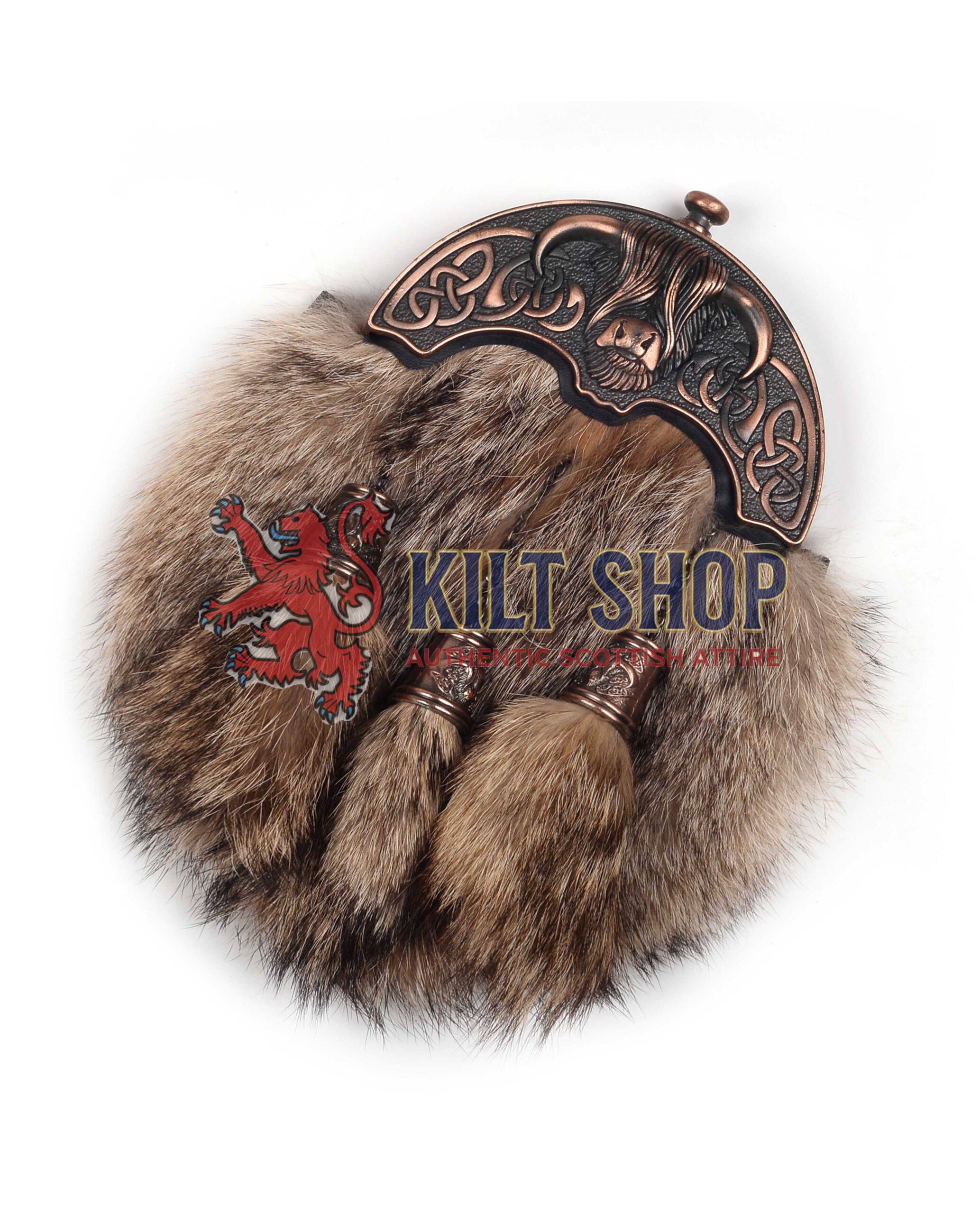 Bronze Highland Cow Coyote Fur Full Dress Sporran - Image 3