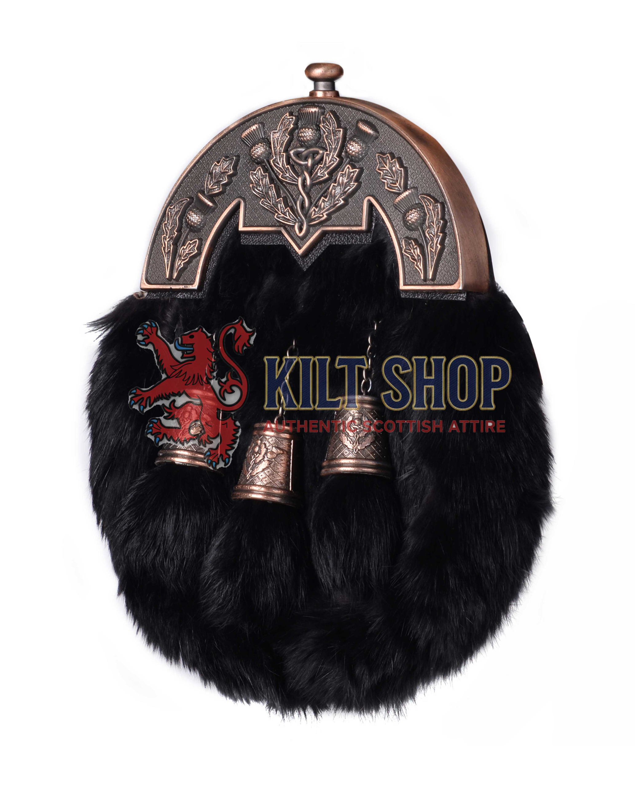 Bronze Thistle Black Rabbit Fur Full Dress Sporran