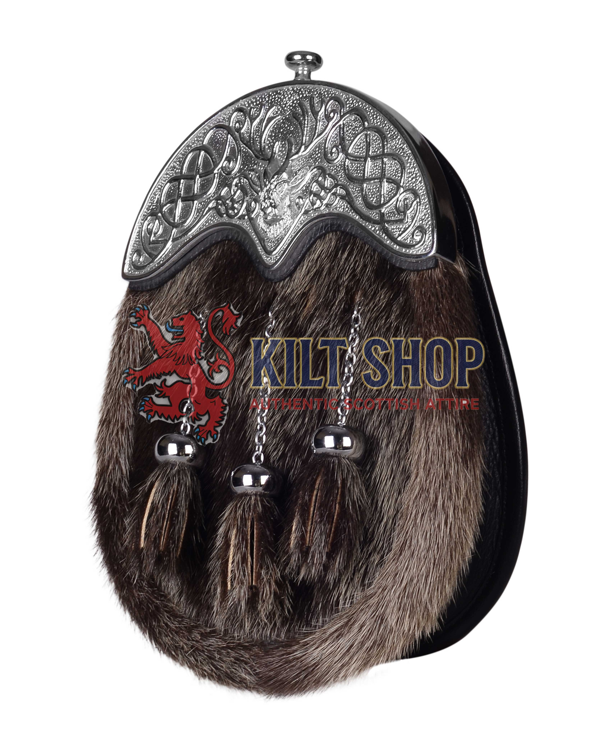 Full Dress Dark Seal Fur Silver Stag Head