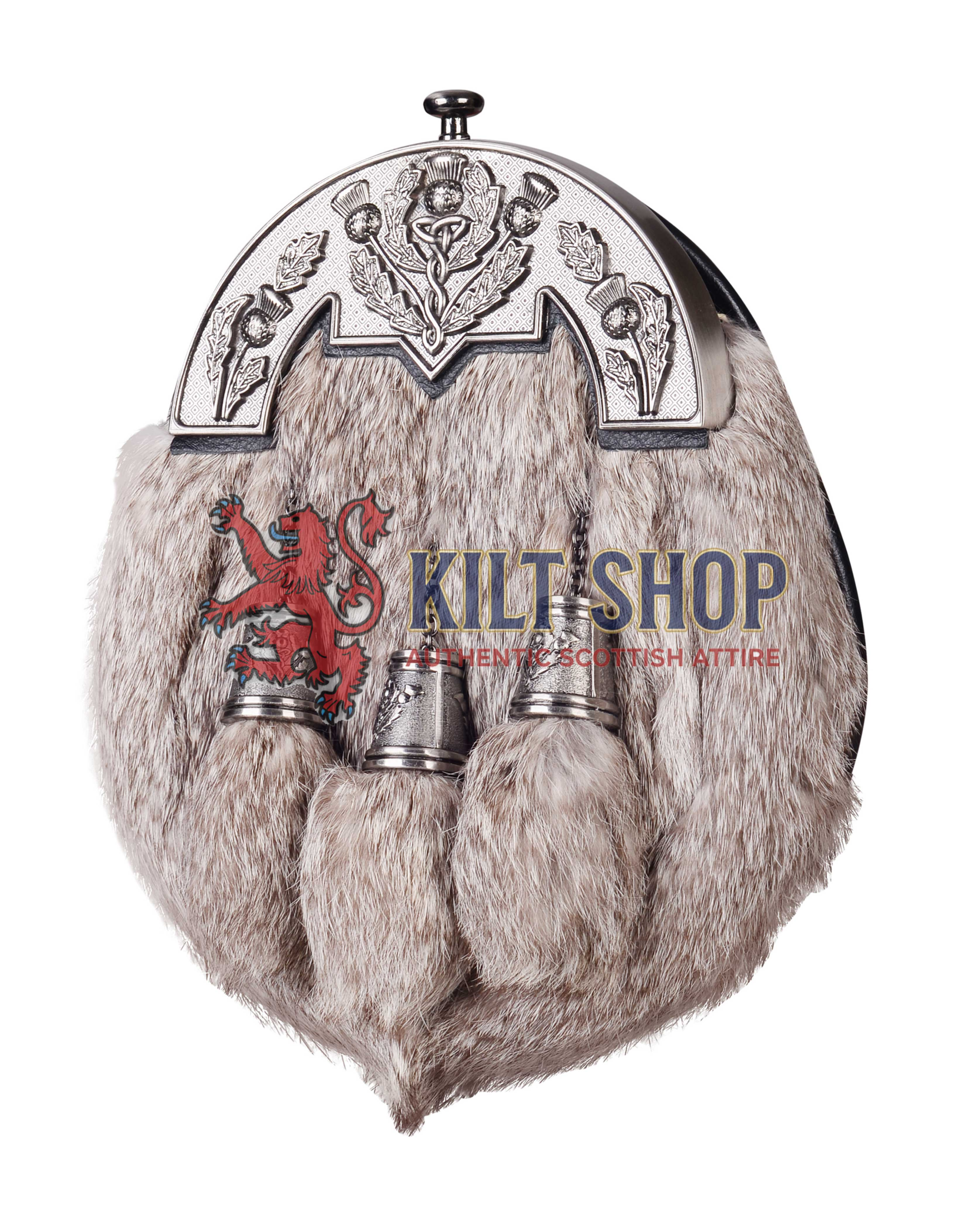 Nickle Brushed Thistle Brown Rabbit Fur Full Dress Sporran