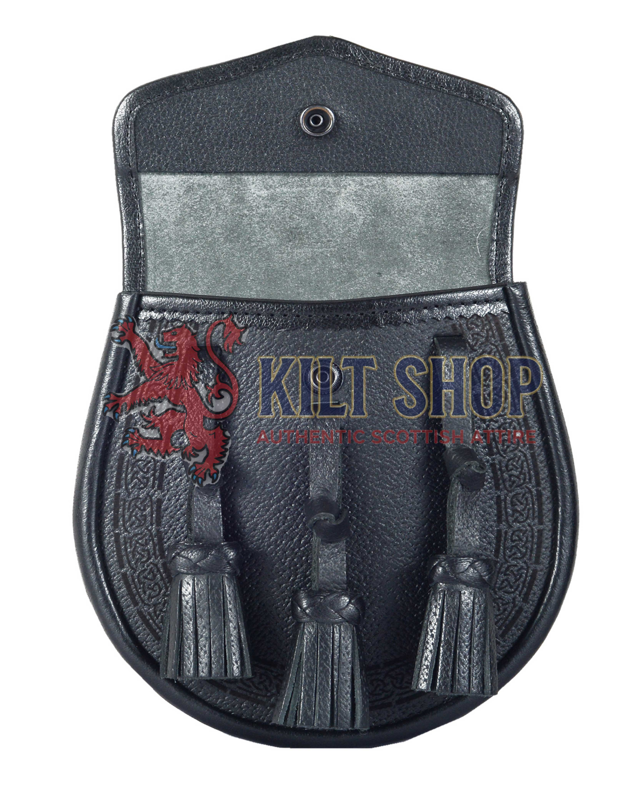 Black Leather Celtic Knot Laser Etch Day Sporran