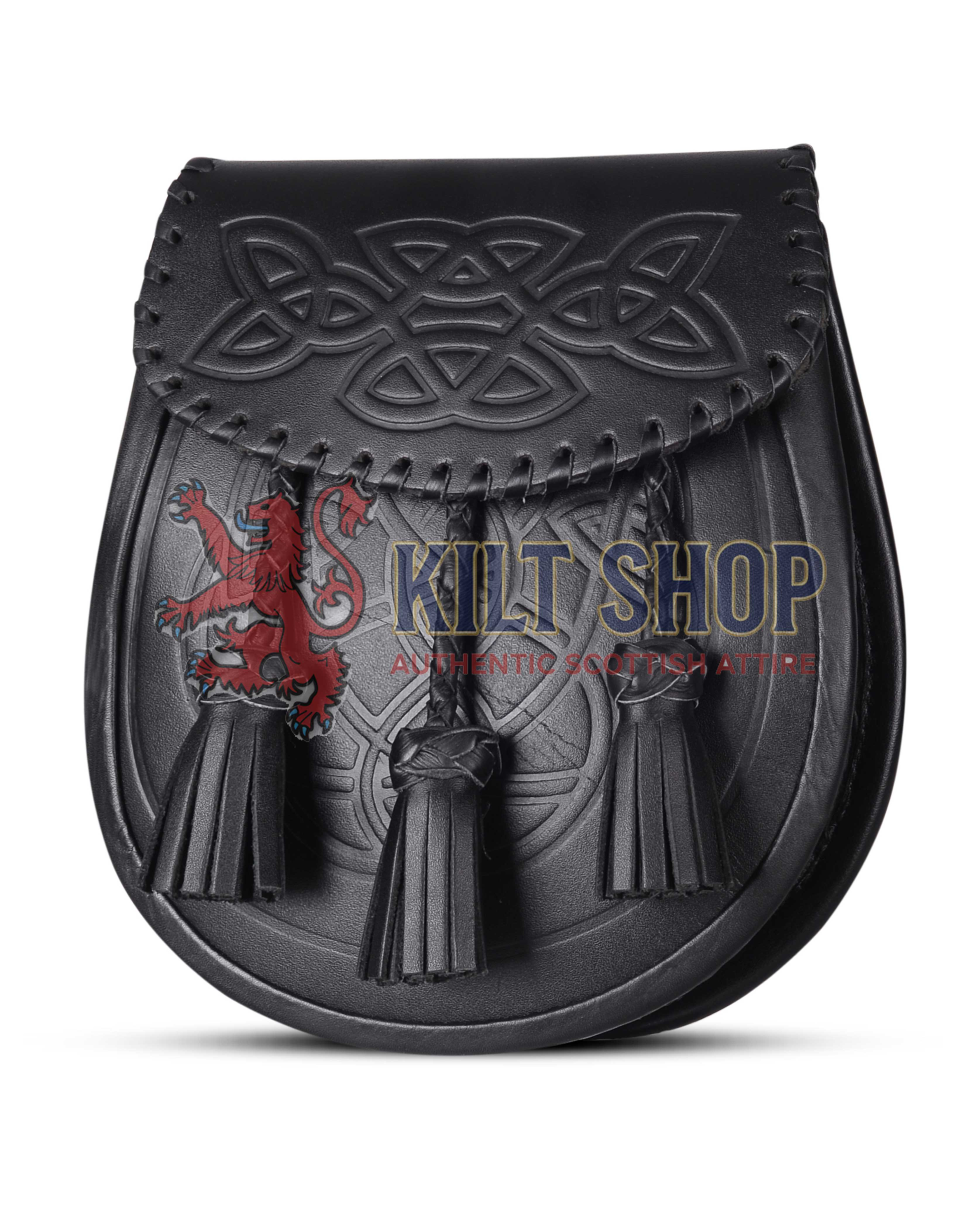 Black Leather Embossed Day Sporran - Image 3