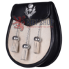 Thistle Emblem Black Leather White Fur Semi Dress Sporran