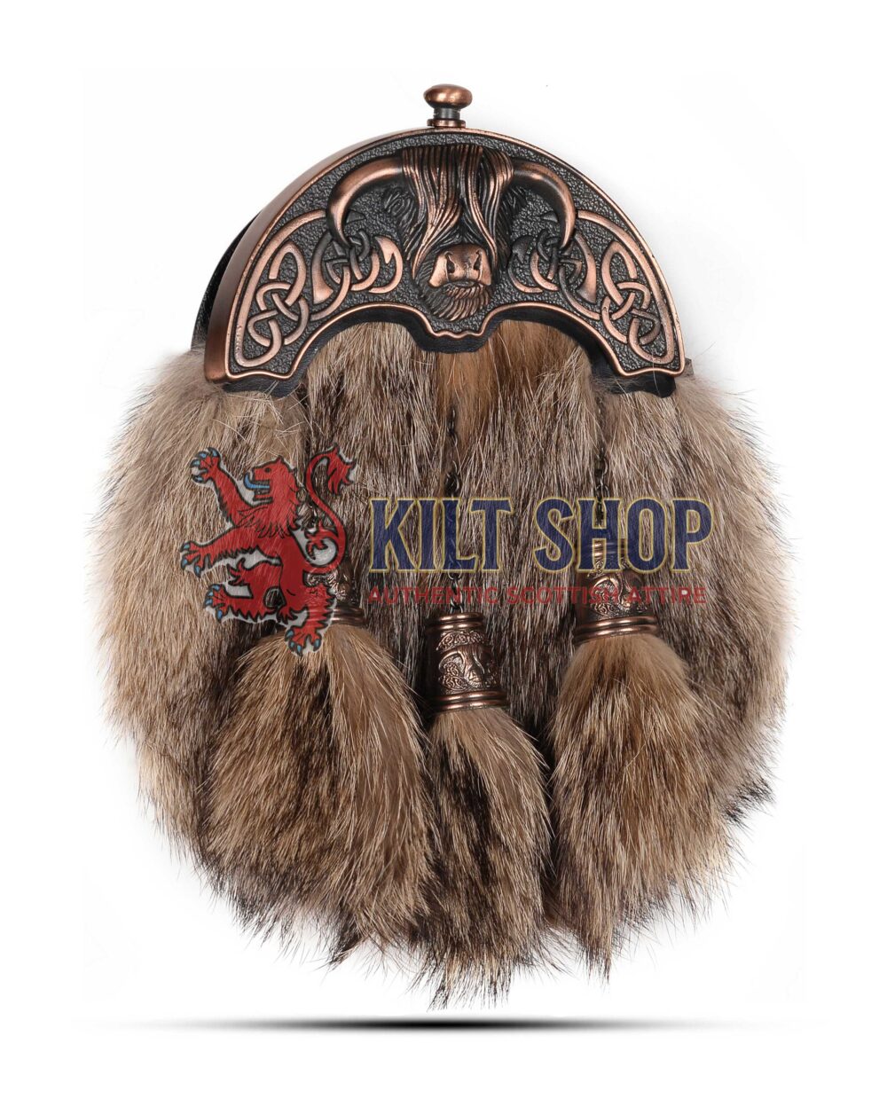 Bronze Highland Cow Coyote Fur Full Dress Sporran