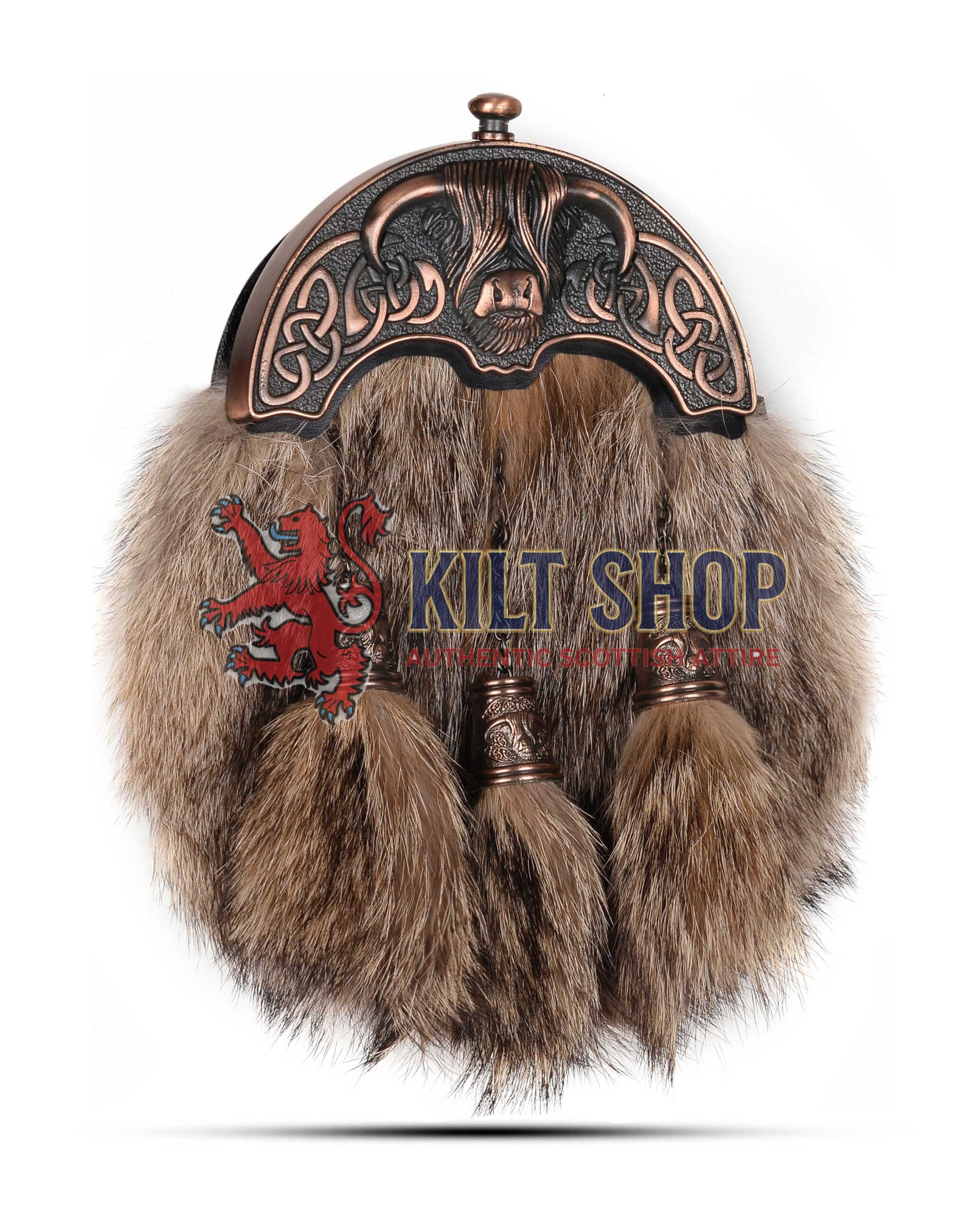 Bronze Highland Cow Coyote Fur Full Dress Sporran