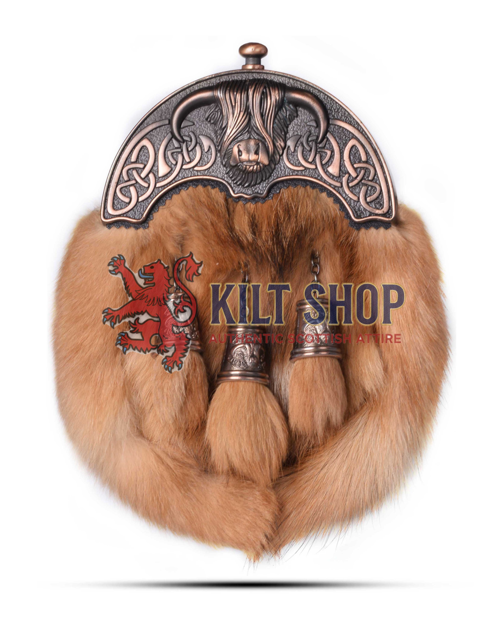 Bronze Highland Cow Red Fox Fur Full Dress Sporran