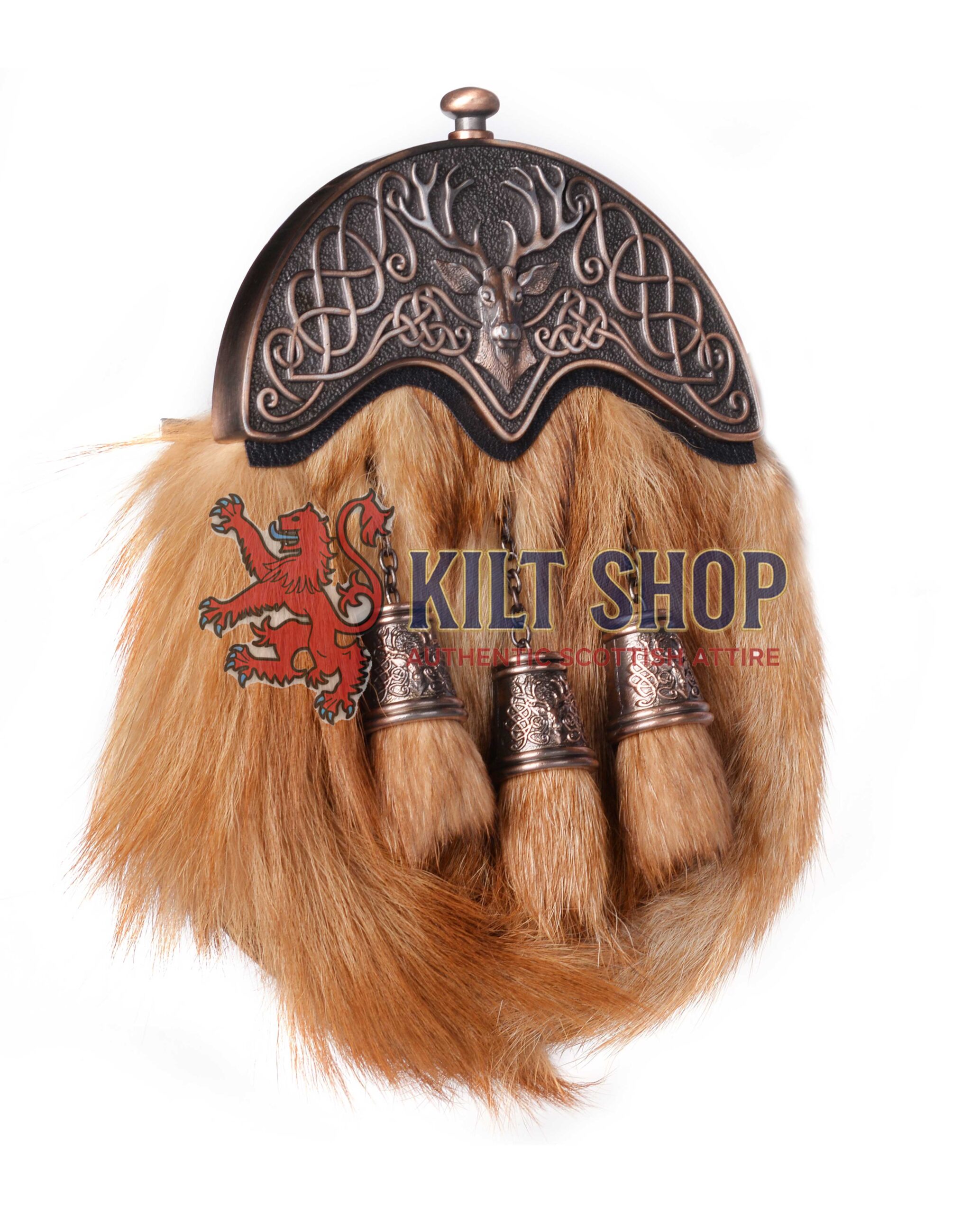 Bronze Stag Head Red Fox Fur Full Dress Sporran