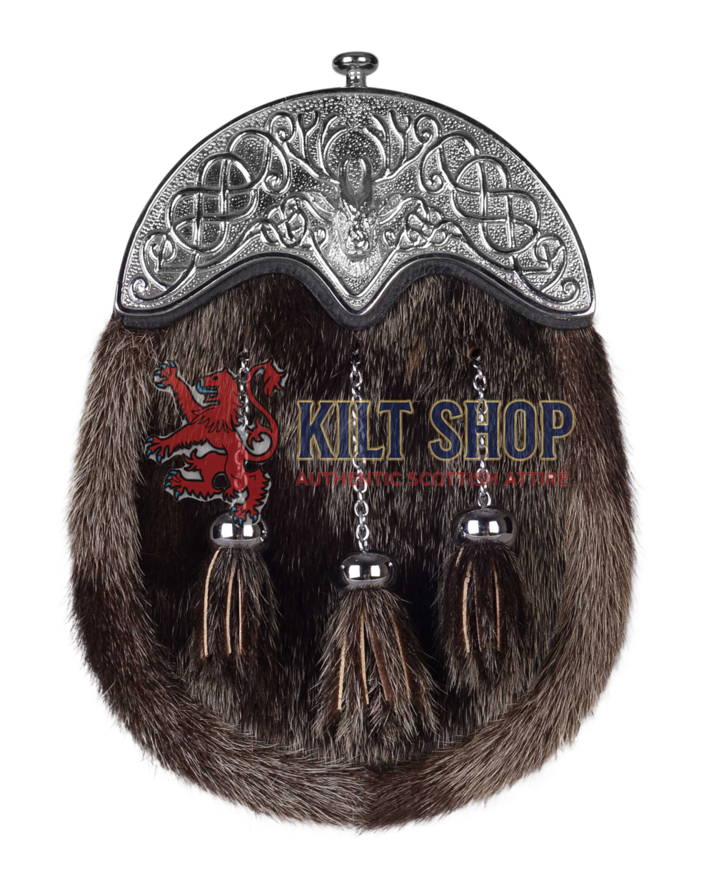 Full Dress Dark Seal Fur Silver Stag Head