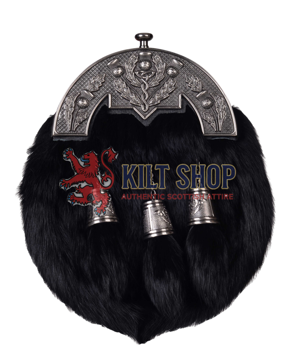 Nickle Brushed Thistle Black Rabbit Fur Full Dress Sporran