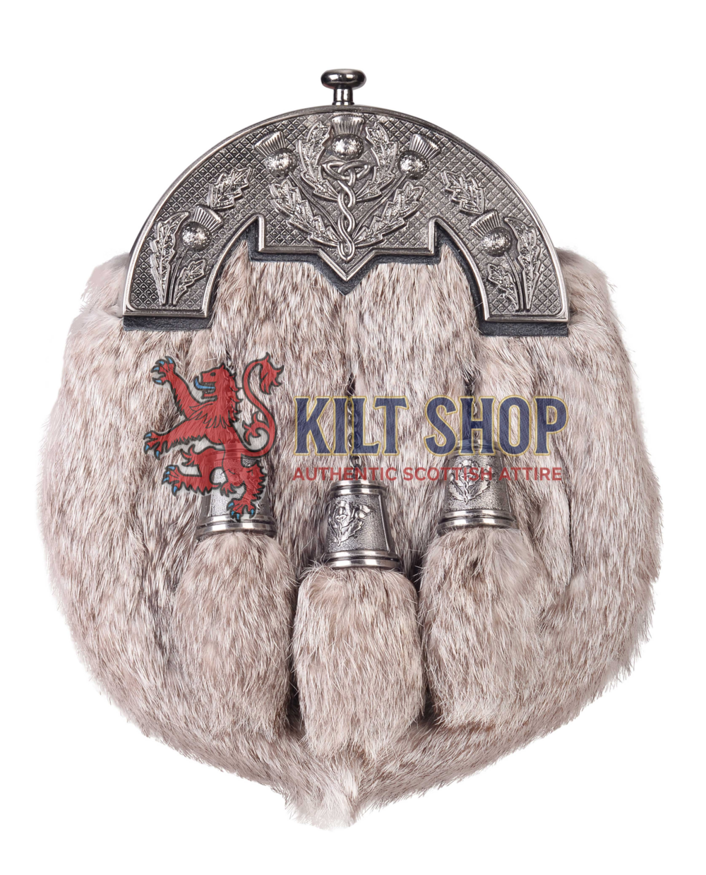 Nickle Brushed Thistle Brown Rabbit Fur Full Dress Sporran