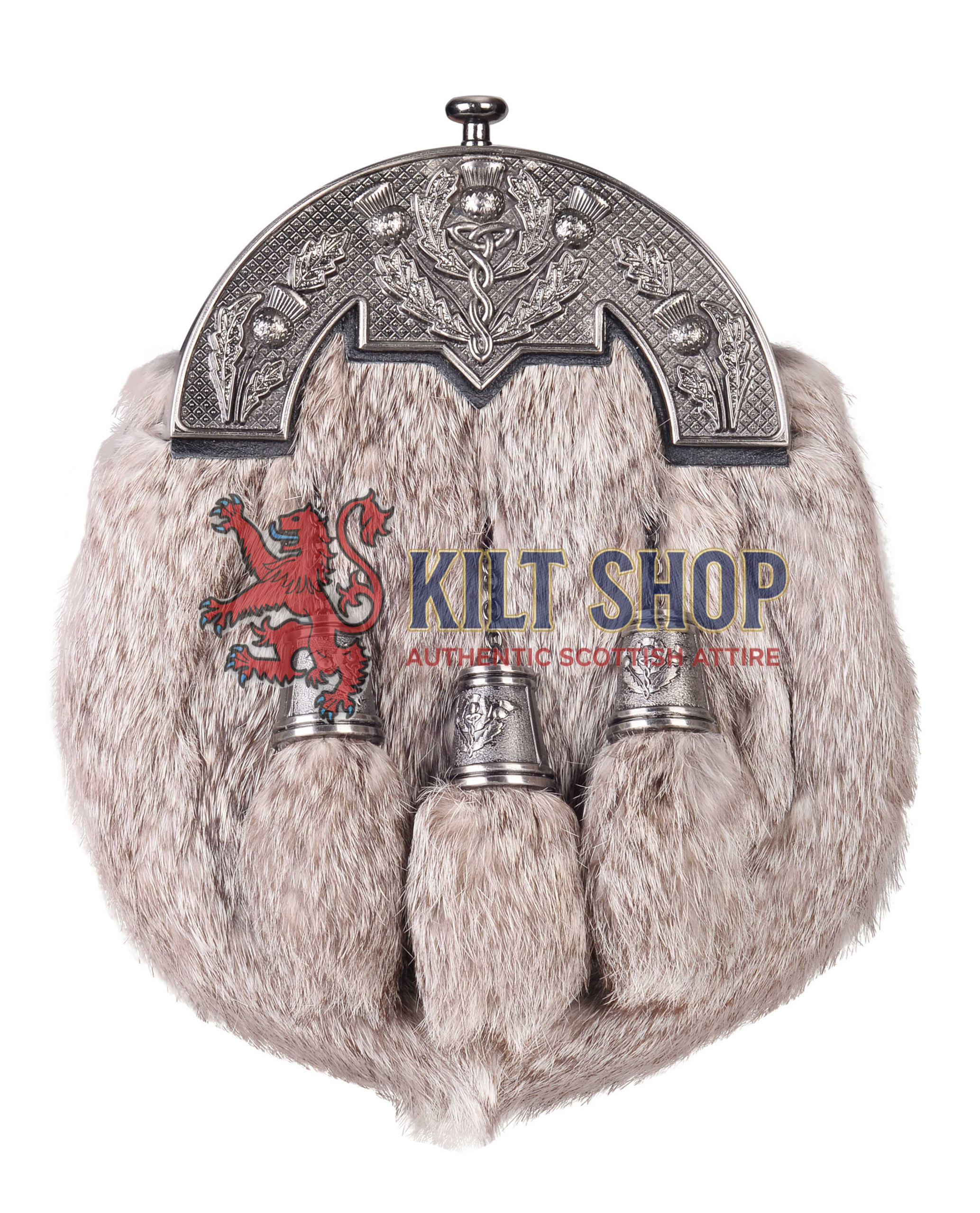 Nickle Brushed Thistle Brown Rabbit Fur Full Dress Sporran