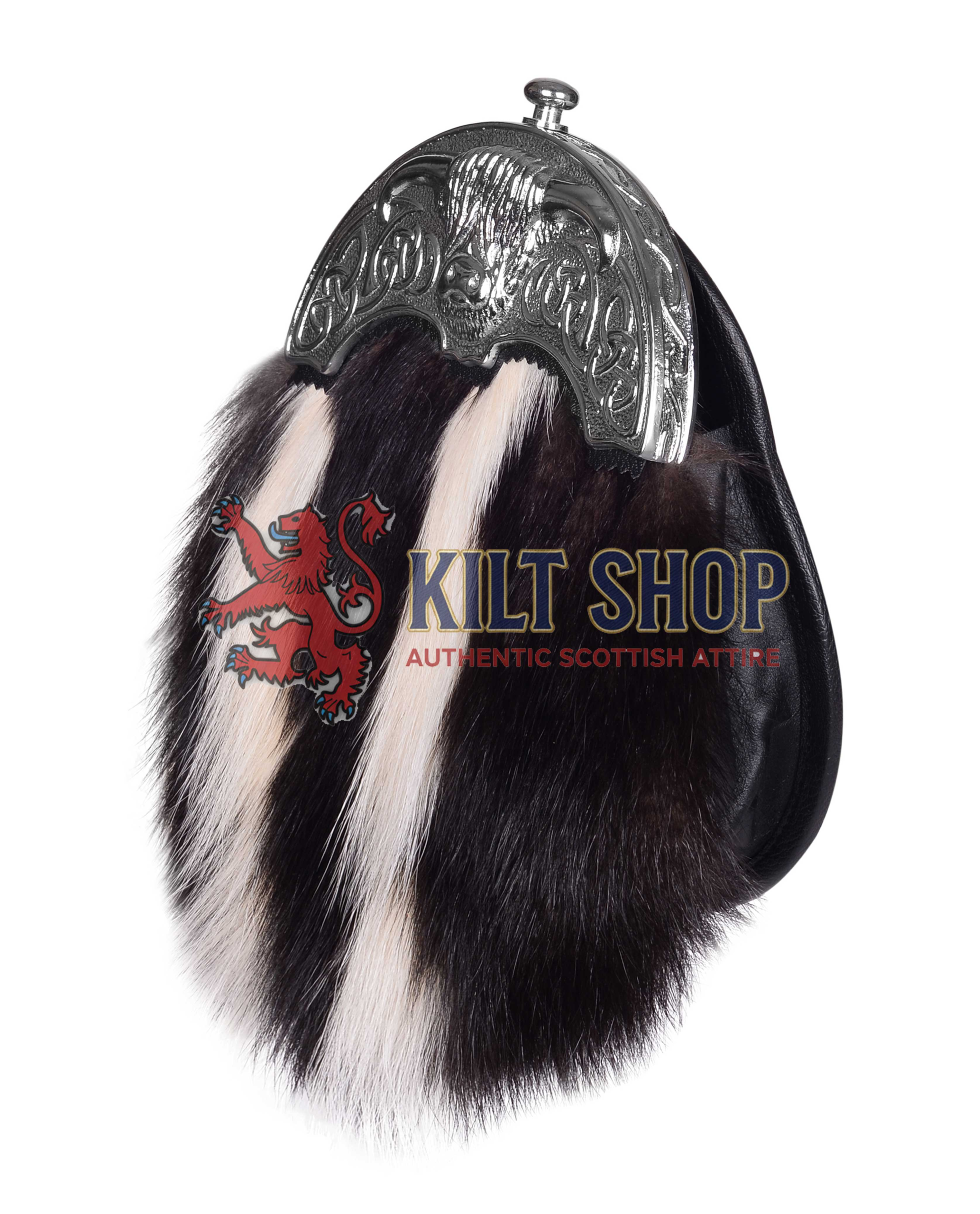 Silver Highland Cow Skunk Fur Full Dress Sporran - Image 2