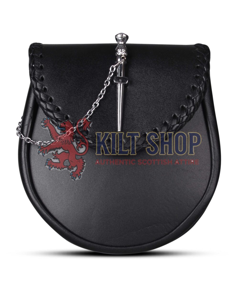 Black Leather Pin Lock Plain Day Sporran
