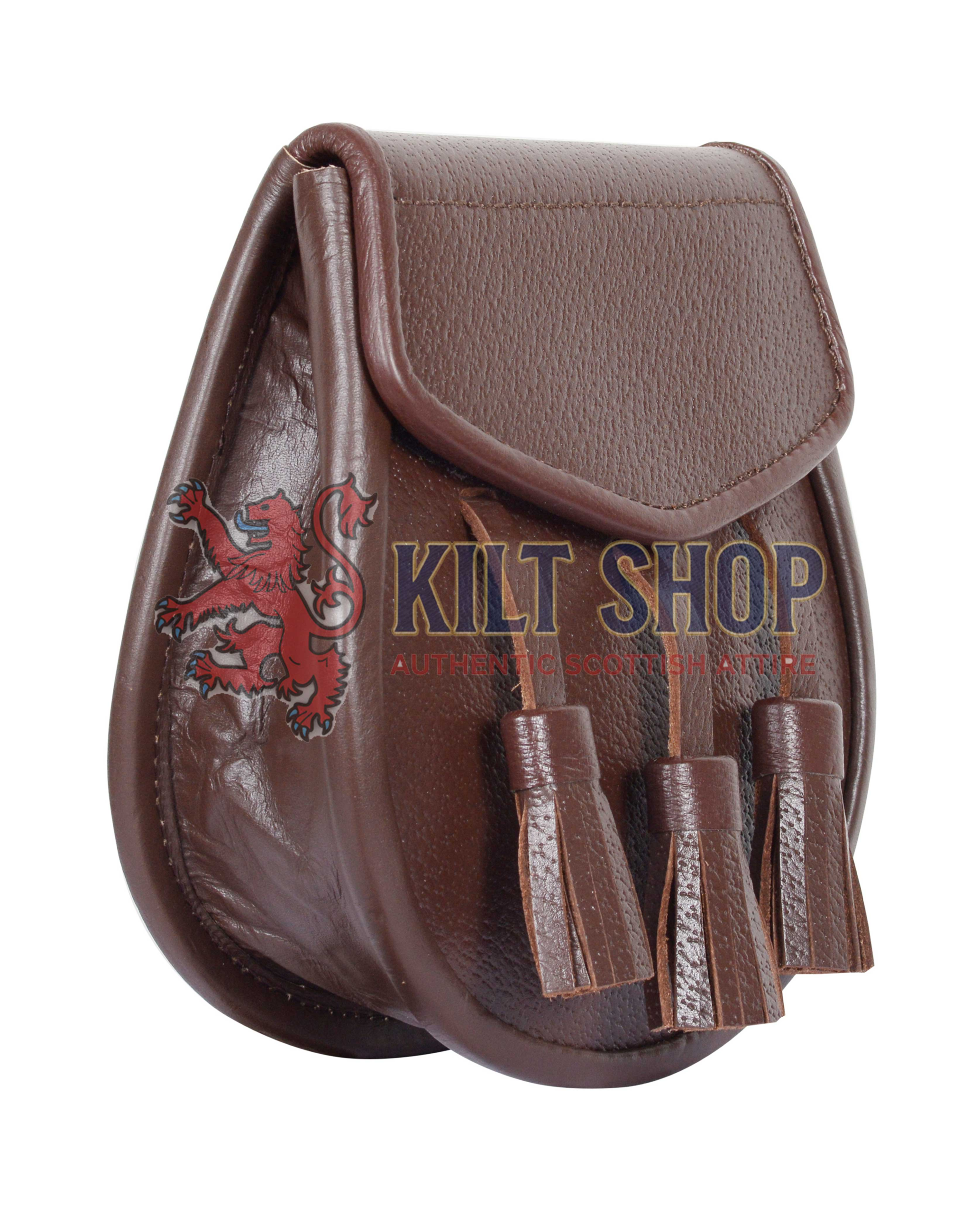 Plain Brown Leather Day Sporran - Image 4