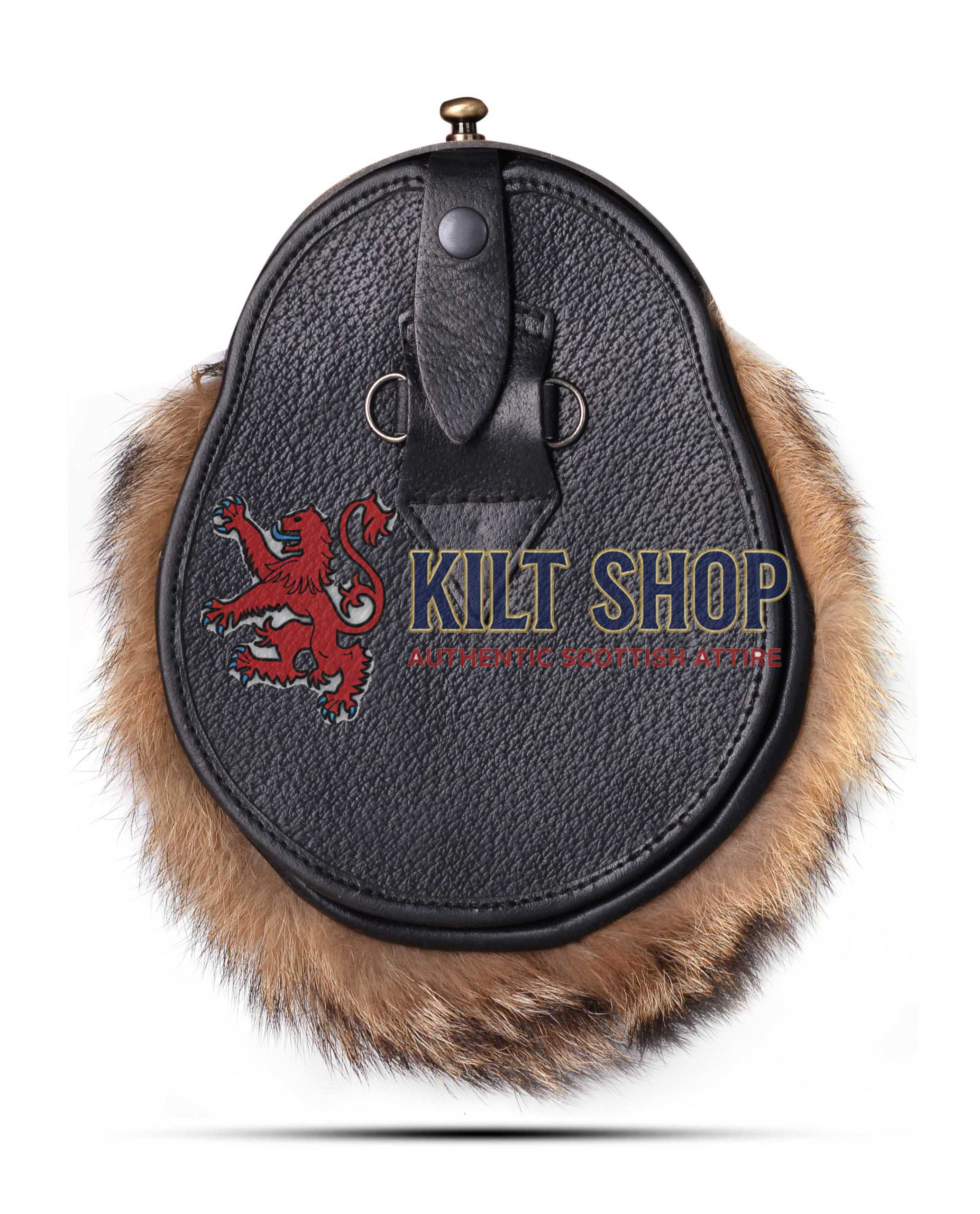Brass Stag Head Coyote Fur Full Dress Sporran