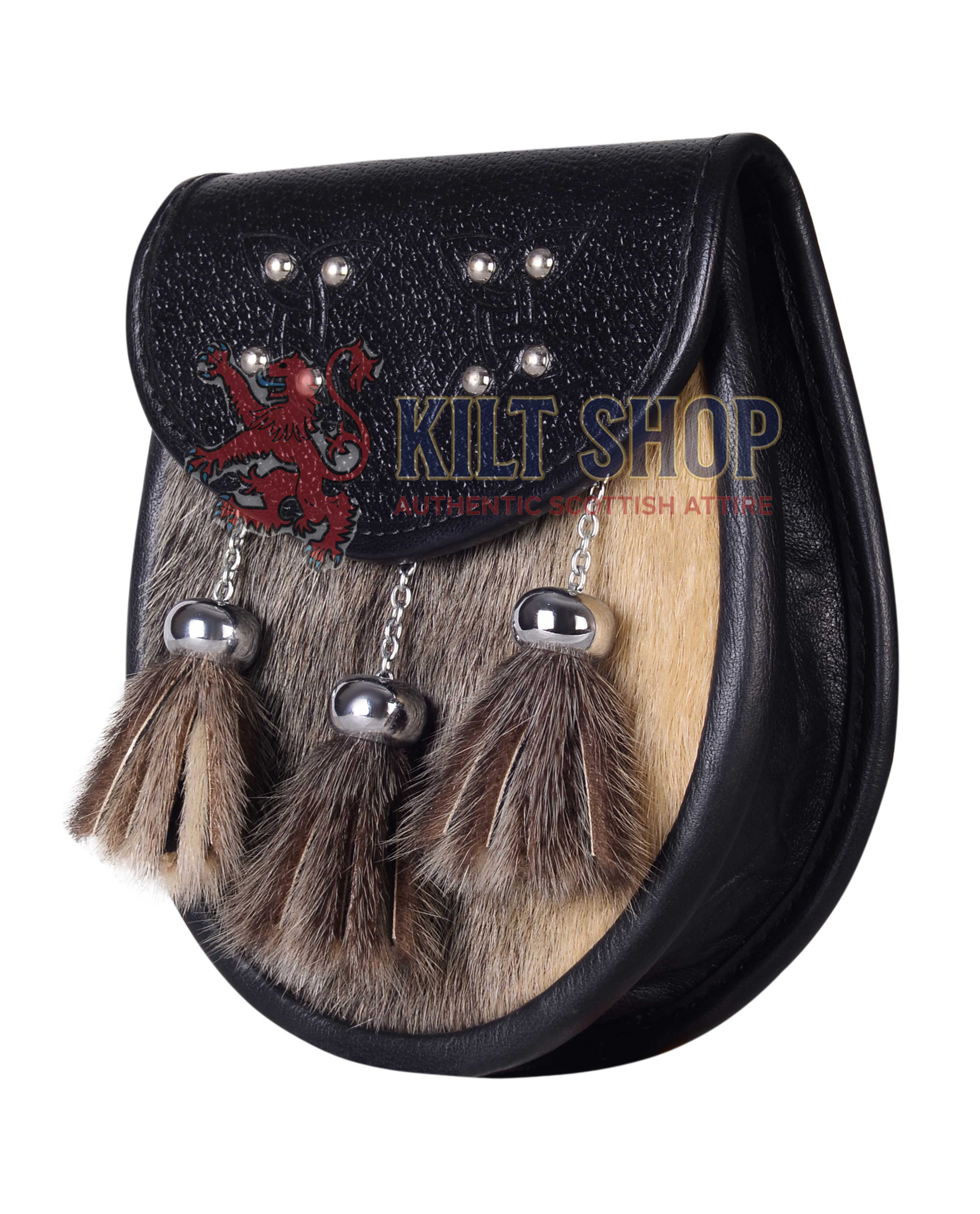 Two Celtic Knots Embossed Seal Fur Semi Dress Sporran