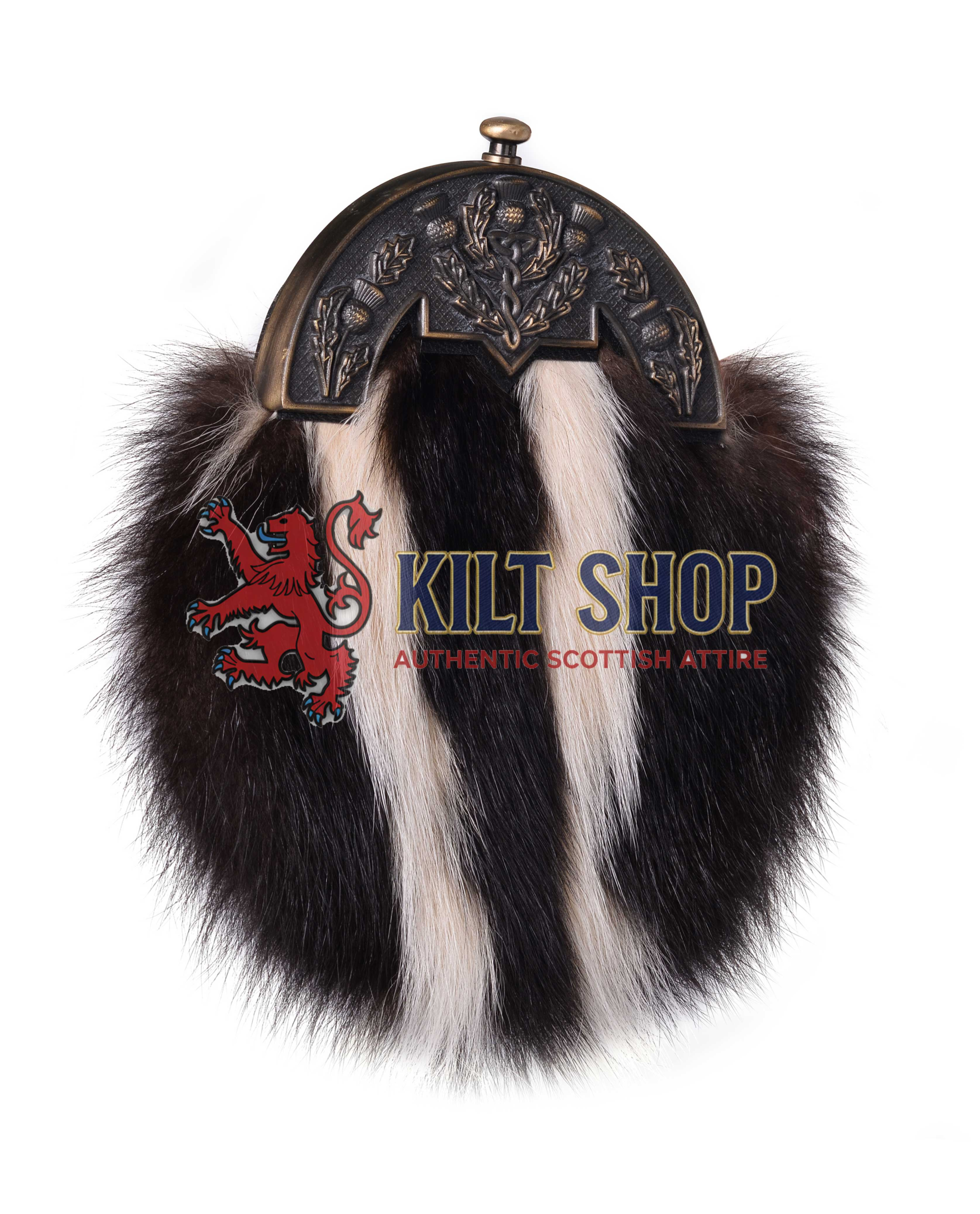 Brass Thistle Skunk Fur Full Dress Sporran