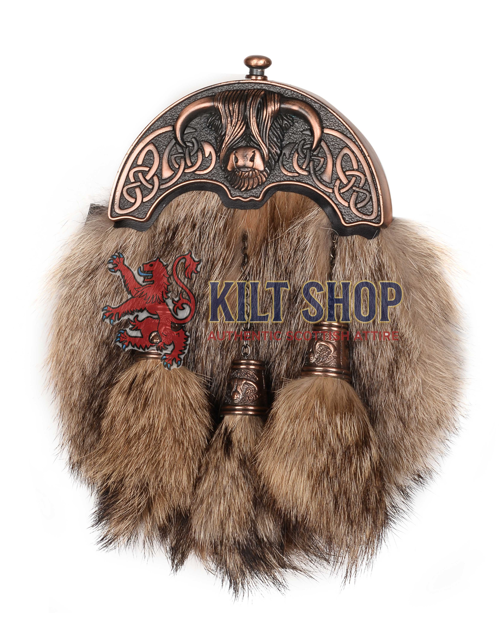 Bronze Highland Cow Coyote Fur Full Dress Sporran - Image 2