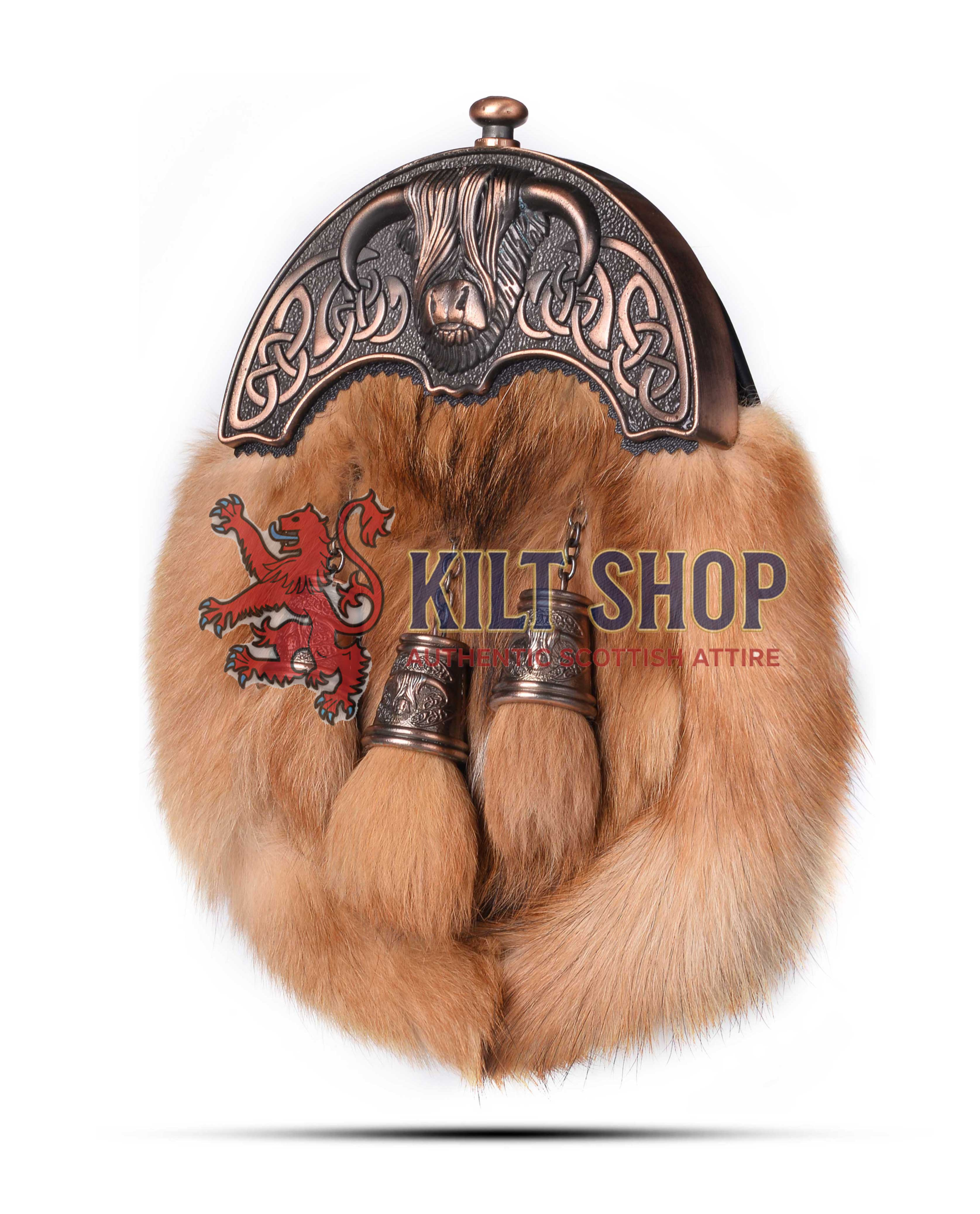 Bronze Stag Head Red Fox Fur Full Dress Sporran