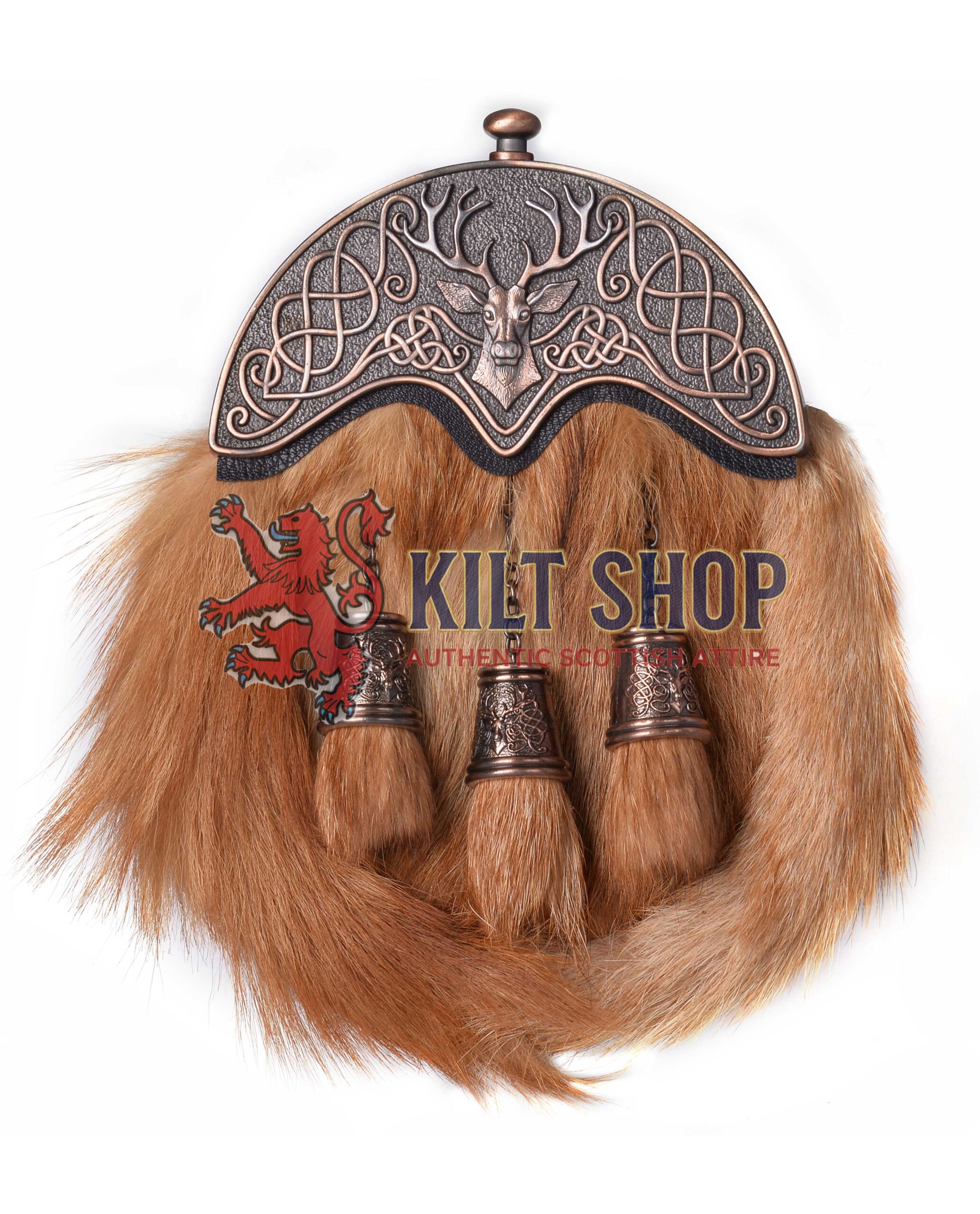 Bronze Stag Head Red Fox Fur Full Dress Sporran