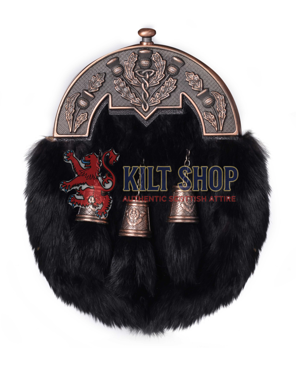 Bronze Thistle Black Rabbit Fur Full Dress Sporran
