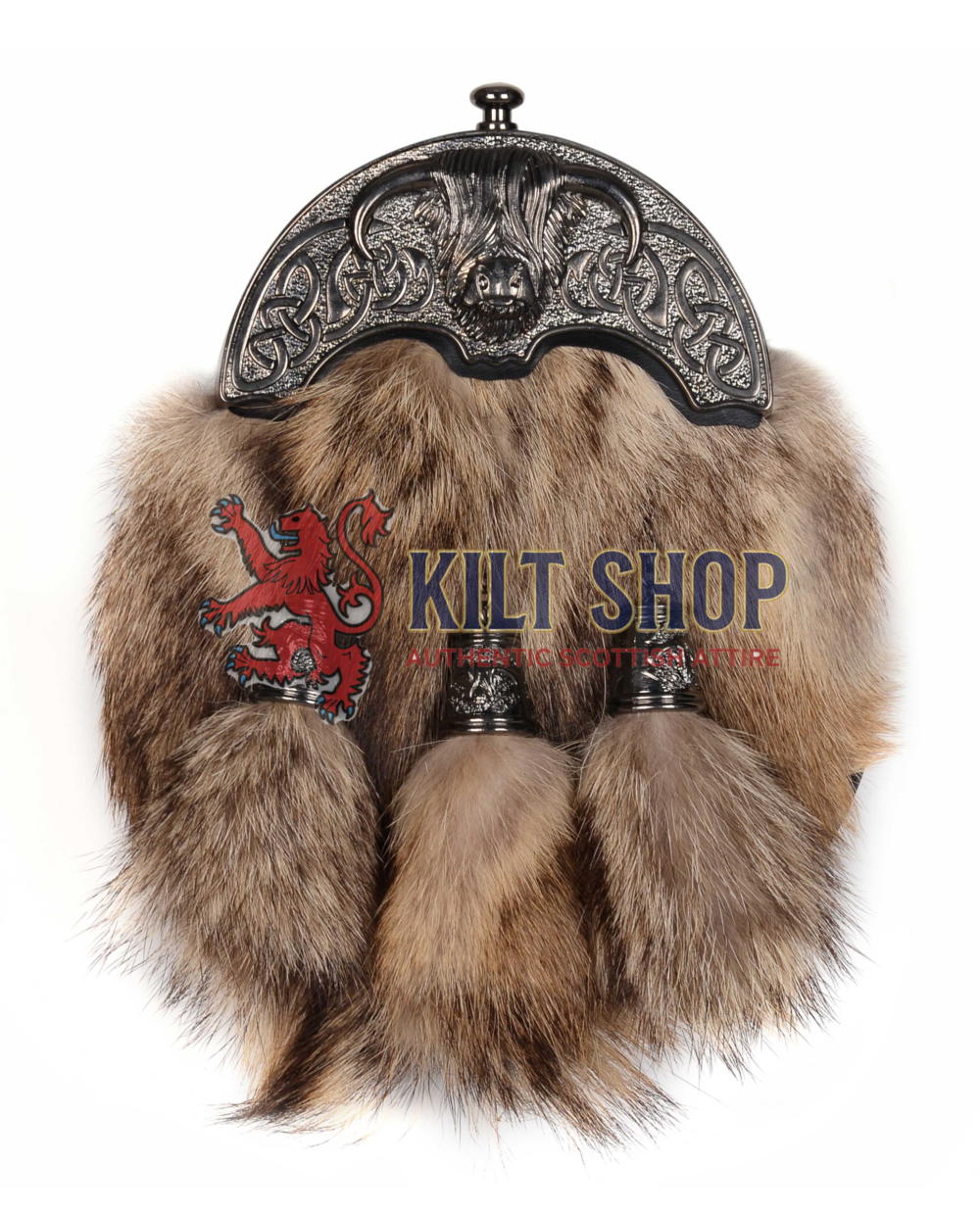 Nickle Brushed Highland Cow Coyote Fur Full Dress Sporran