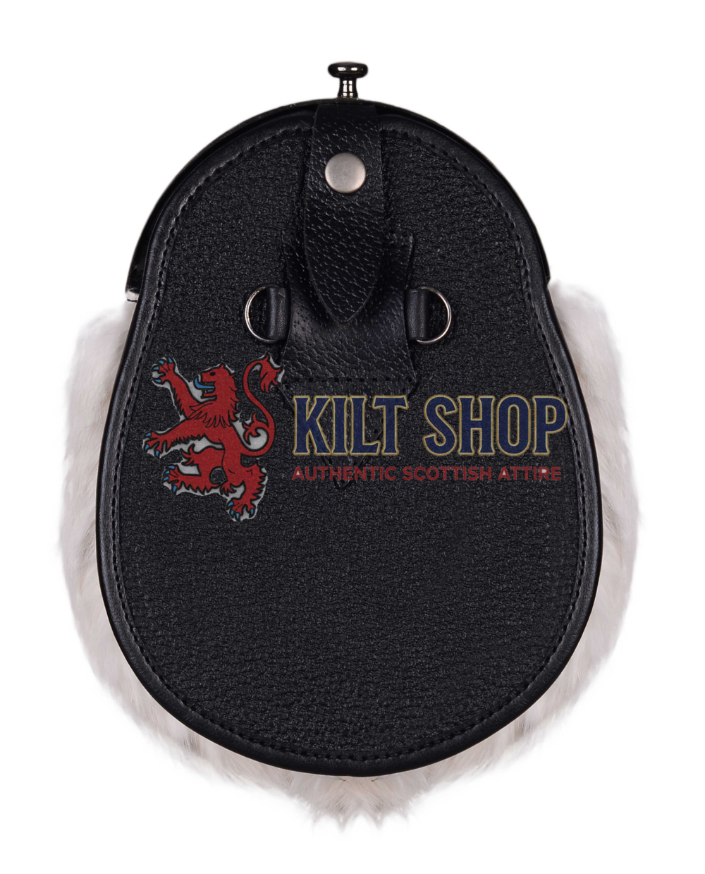 Nickle Brushed Stag Head White Rabbit Fur Full Dress Sporran