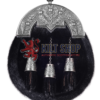 Nickel Brushed Thistle Black Seal Fur Full Dress Sporran