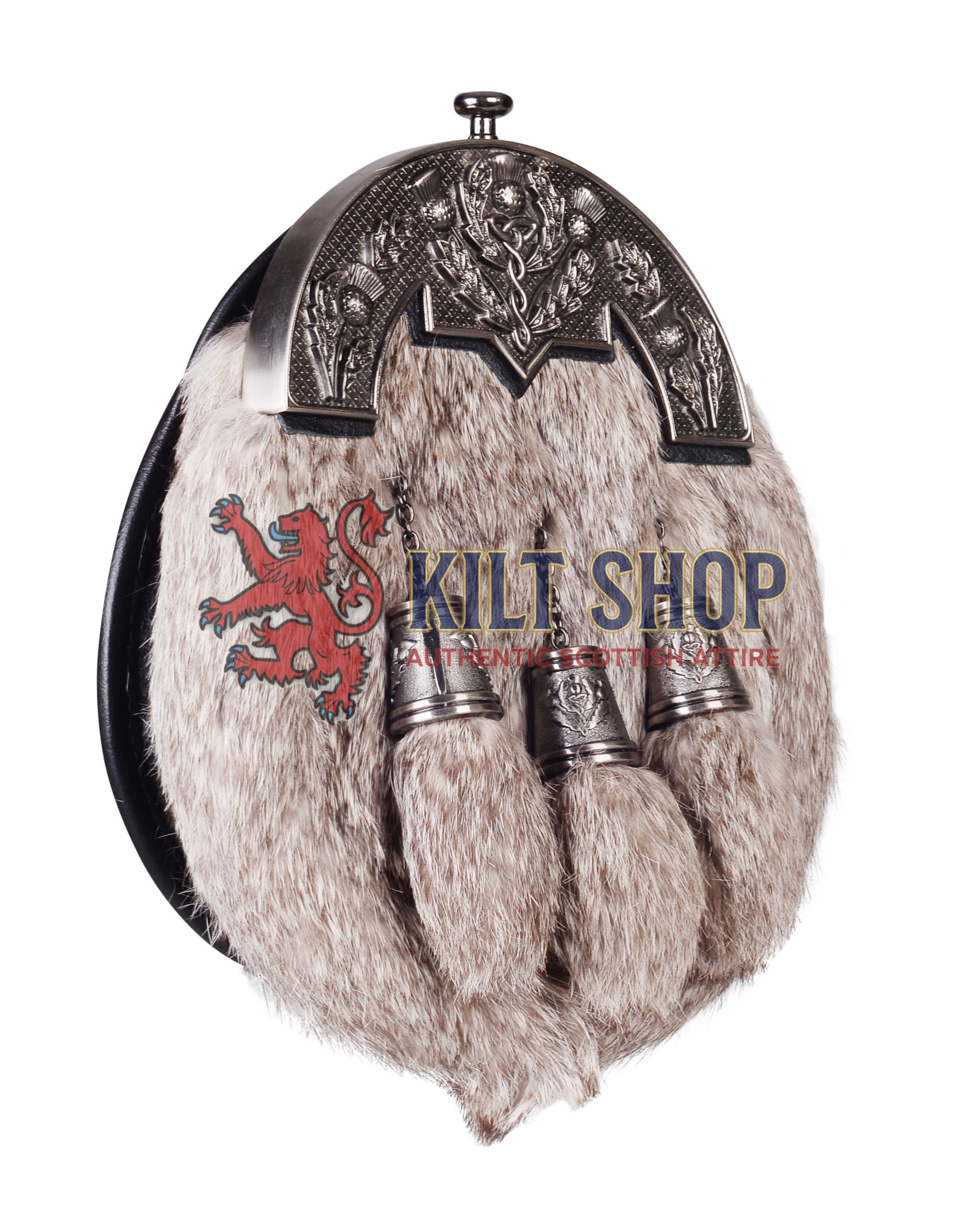 Nickle Brushed Thistle Brown Rabbit Fur Full Dress Sporran