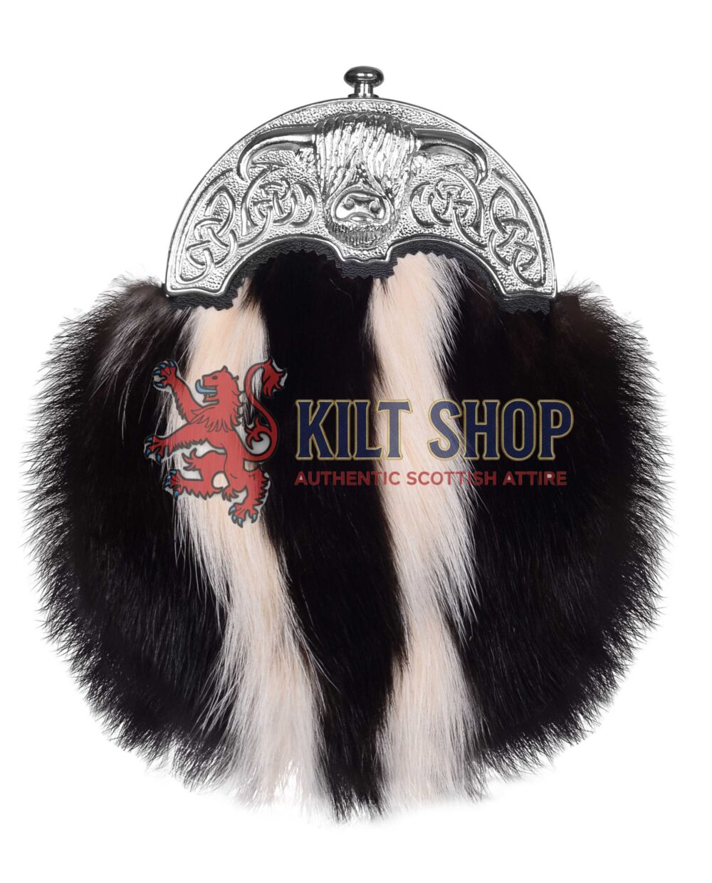 Silver Highland Cow Skunk Fur Full Dress Sporran