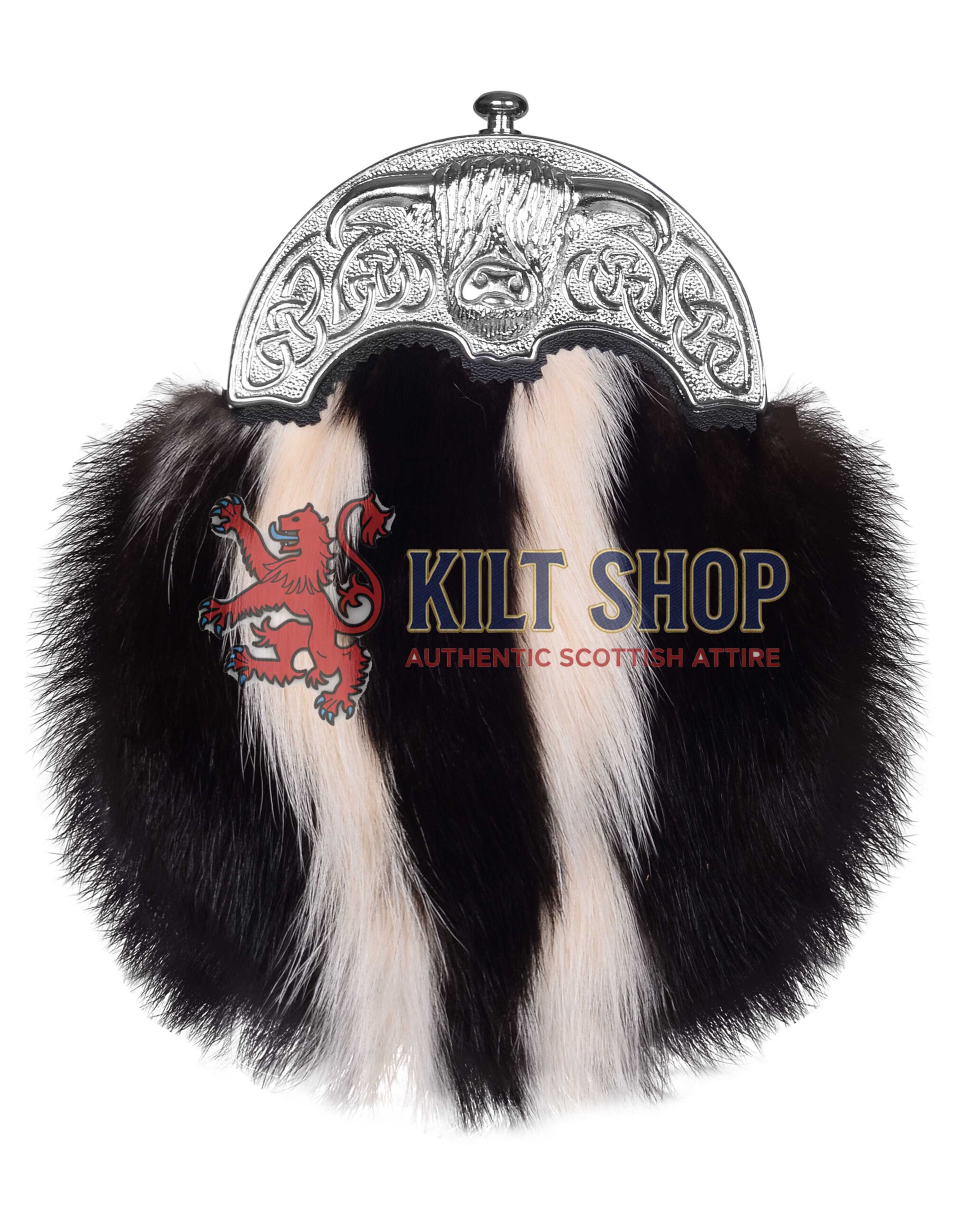Silver Highland Cow Skunk Fur Full Dress Sporran