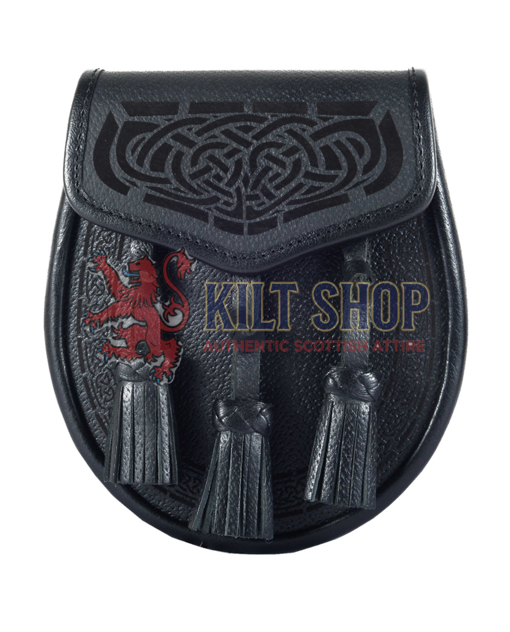 Black Leather Celtic Knot Laser Etch Day Sporran