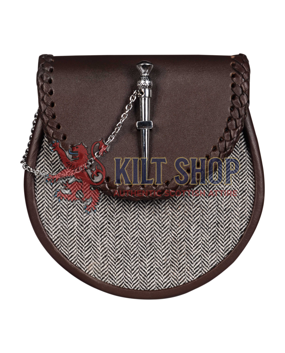 Brown Leather and Gray Tweed Sporran
