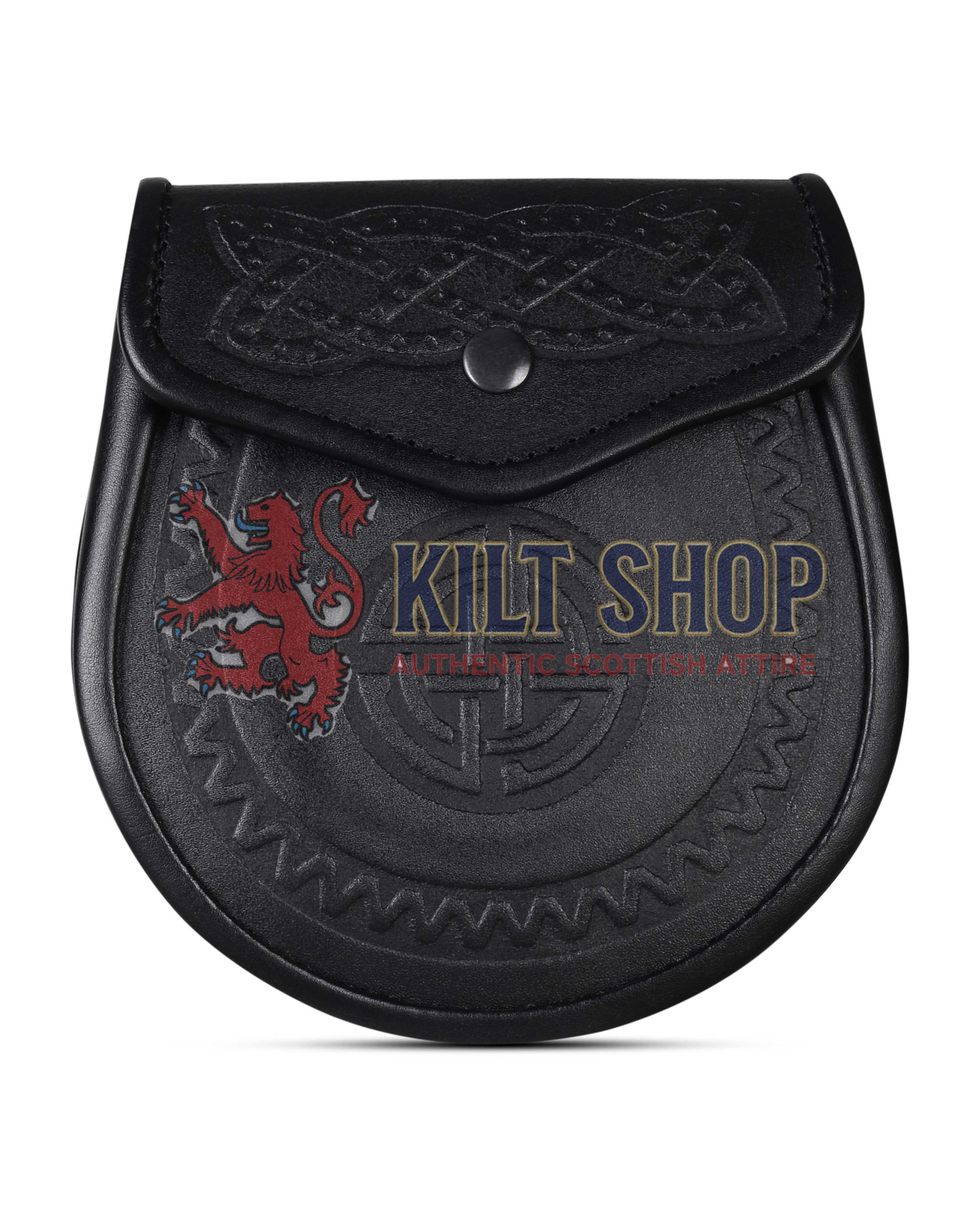 Double Embossed Black Leather Day Sporran