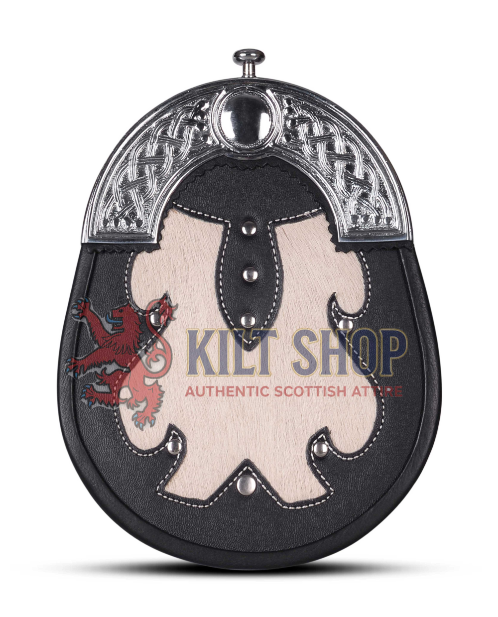 Black White Leather Hunting Style Sporran