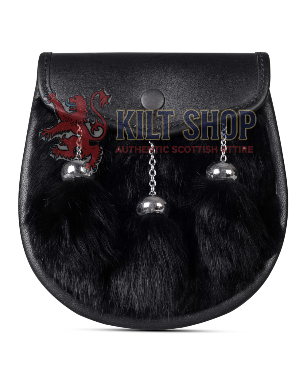 Black Leather Rabbit Fur Semi Dress Sporran