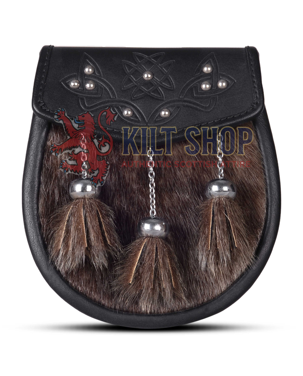 Brown Seal Fur Semi Dress Embossed