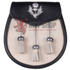 Thistle Emblem Black Leather White Fur Semi Dress Sporran