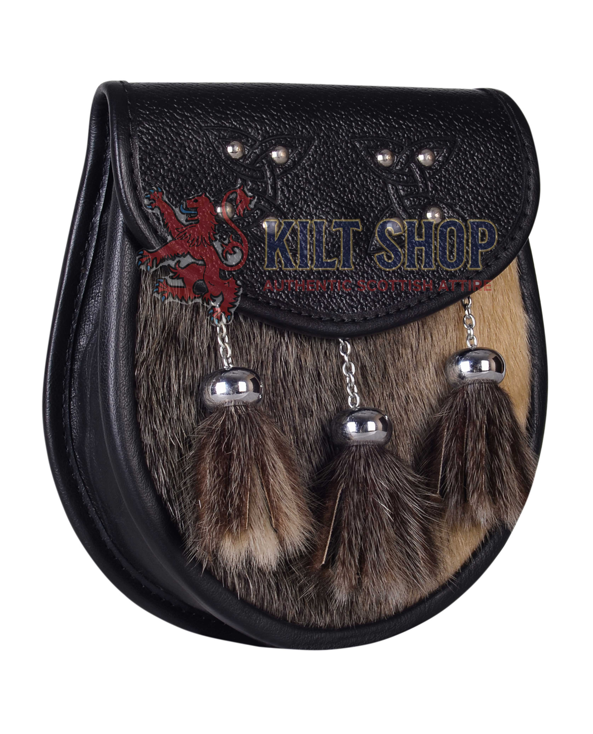 Two Celtic Knots Embossed Seal Fur Semi Dress Sporran