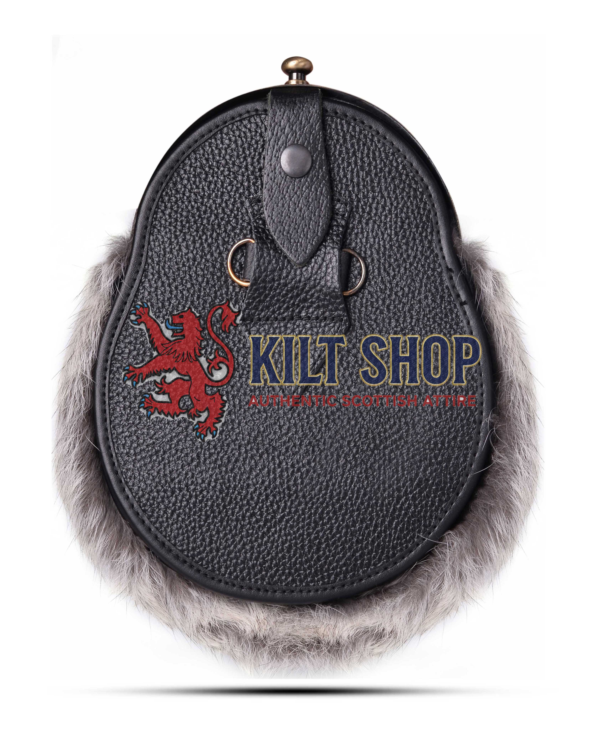 Brass Thistle Semi White Fur Full Dress Sporran