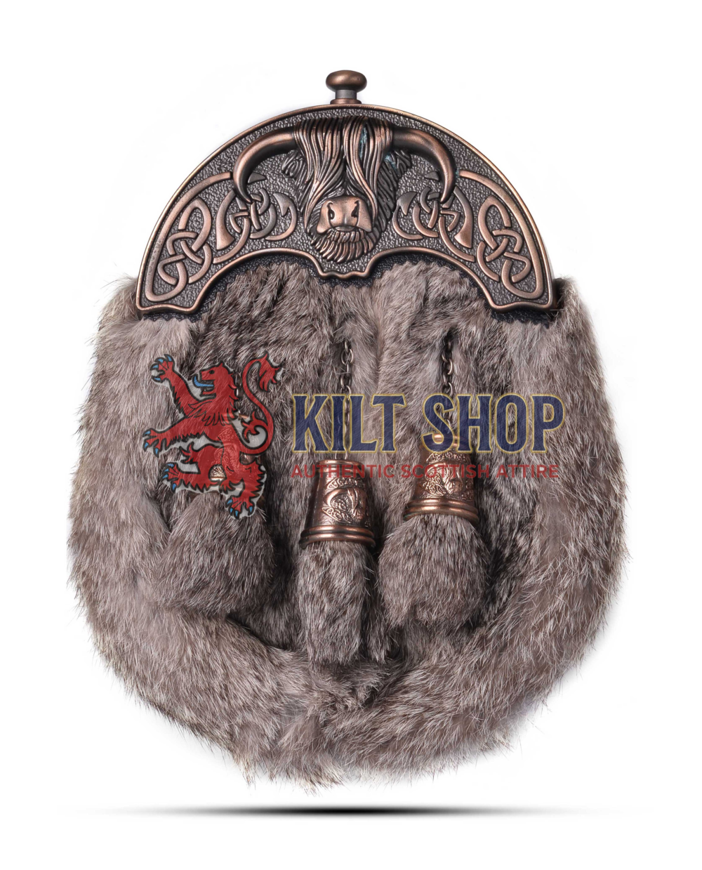 Bronze Highland Cow Brown Rabbit Fur Full Dress Sporran