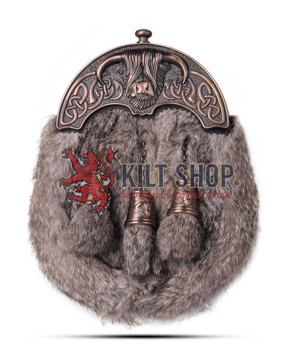 Bronze Highland Cow Brown Rabbit Fur Full Dress Sporran