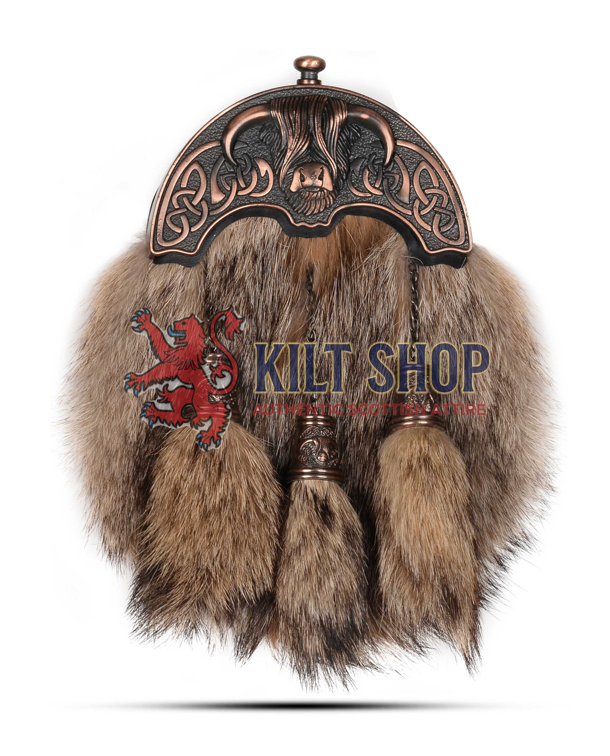 Bronze Highland Cow Coyote Fur Full Dress Sporran