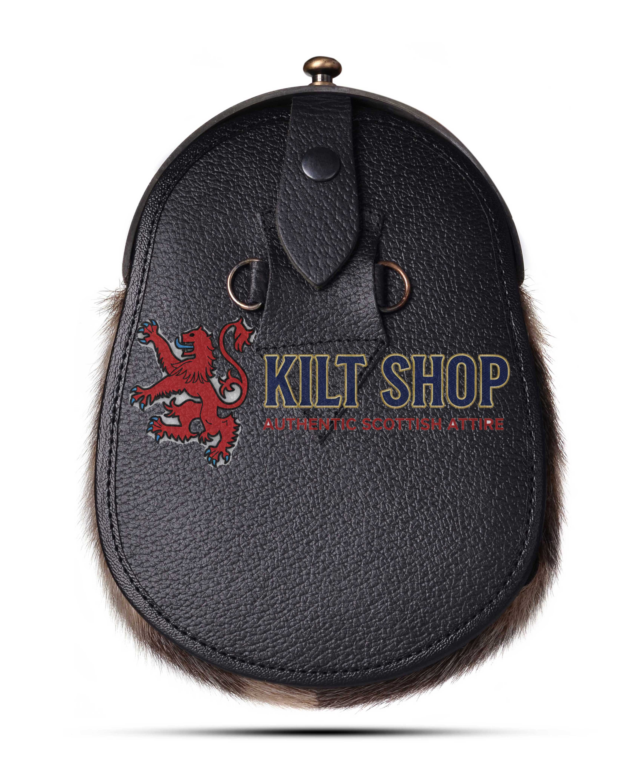 Brass Highland Cow Seal Fur Full Dress Sporran - Image 2