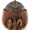 Nickel Brushed Thistle Coyote Fur Full Dress Sporran