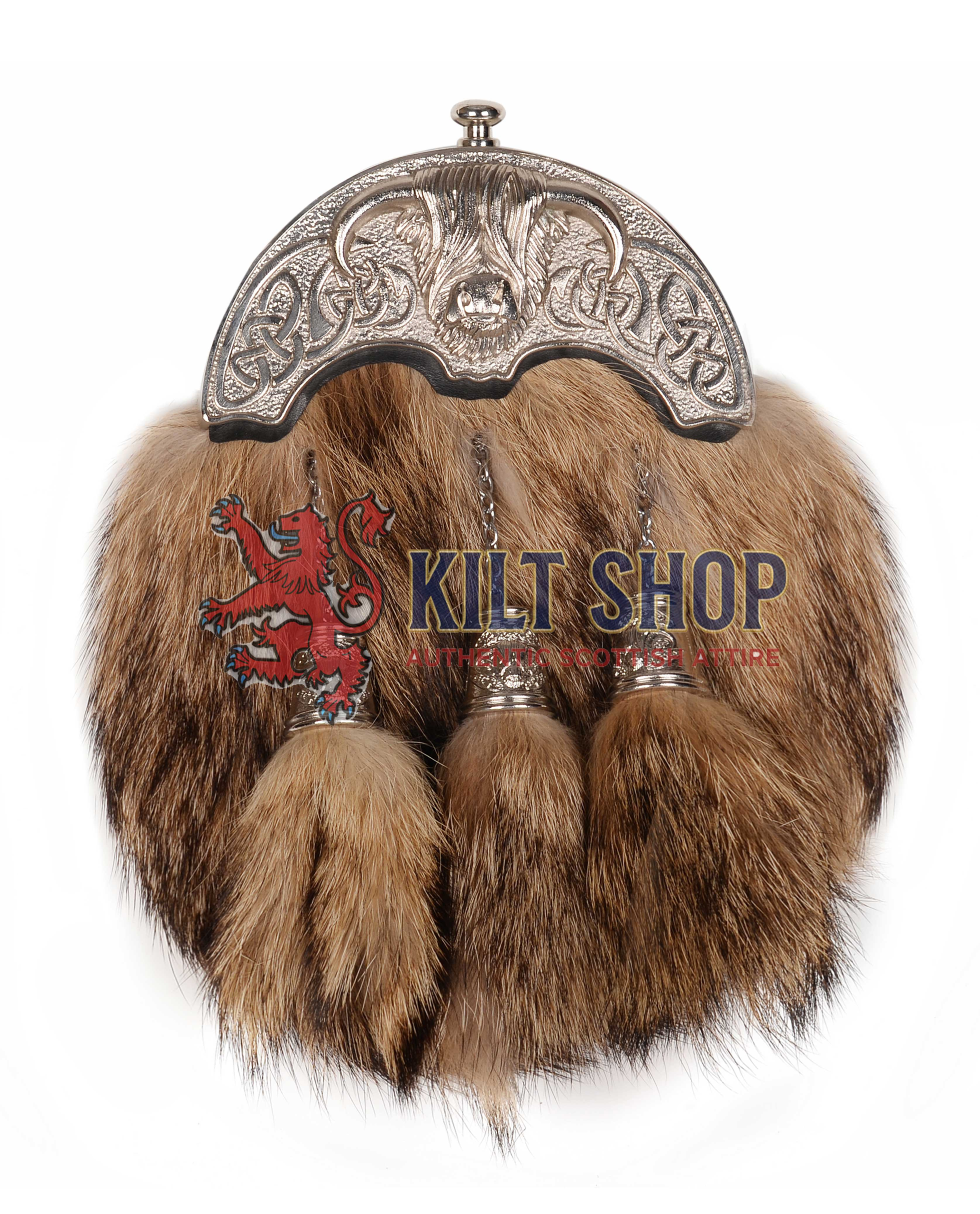Silver Highland Cow Coyote Fur Full Dress Sporran