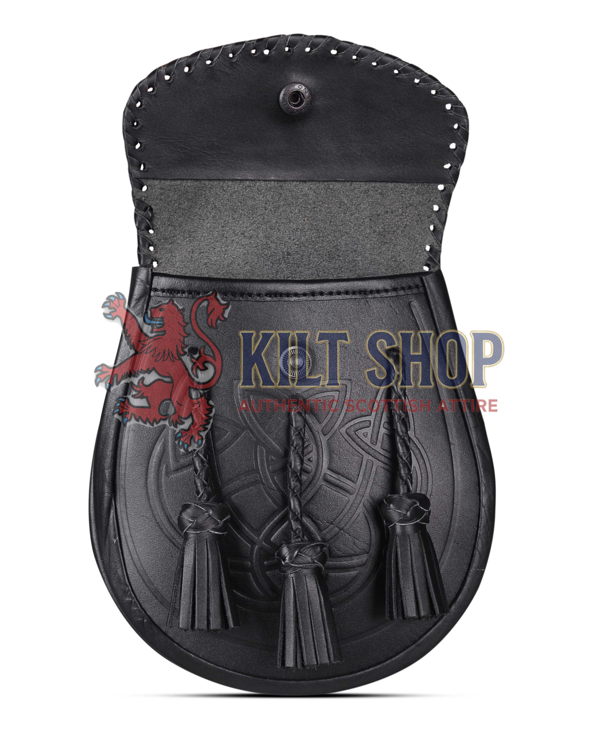 Black Leather Embossed Day Sporran - Image 2