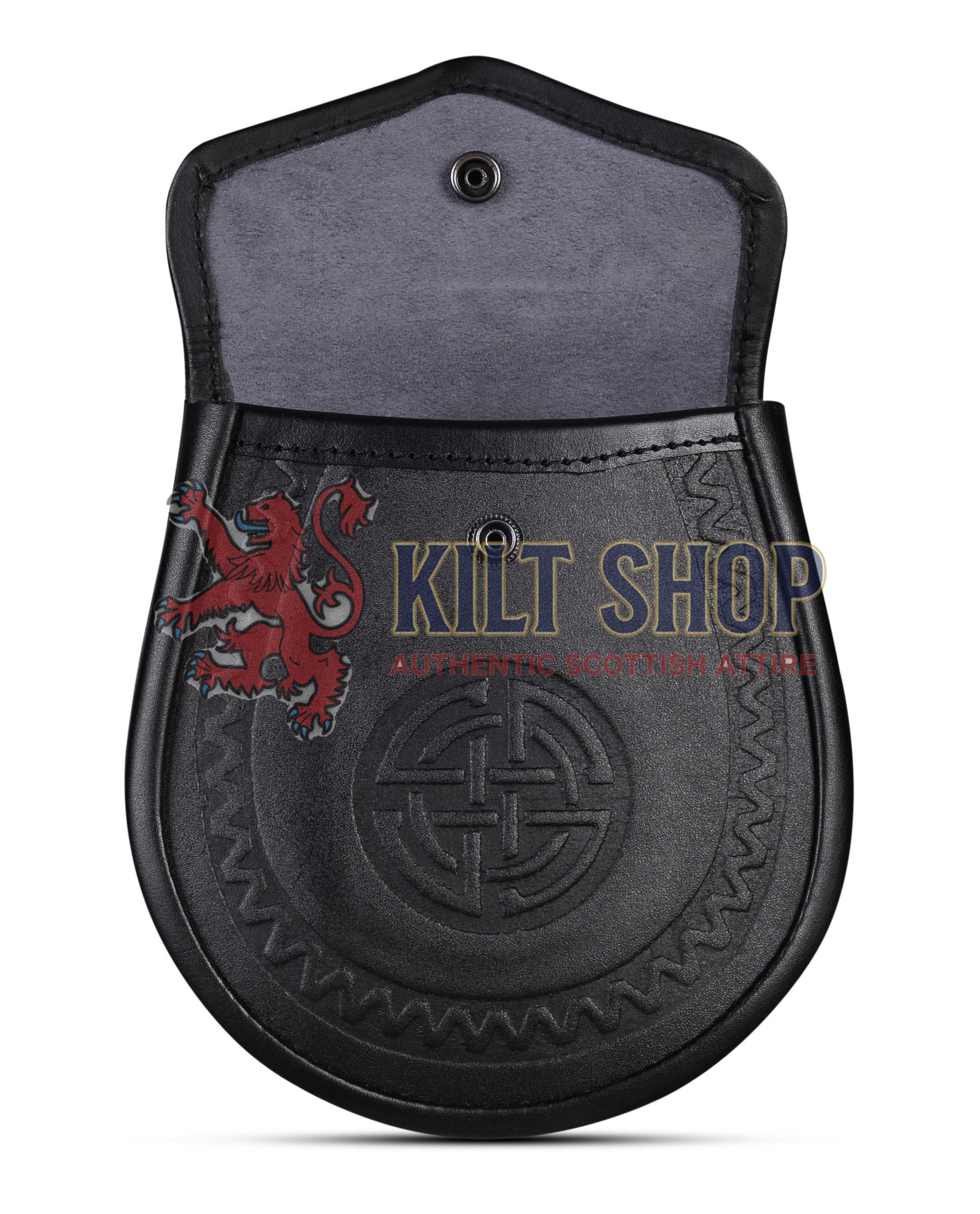 Double Embossed Black Leather Day Sporran