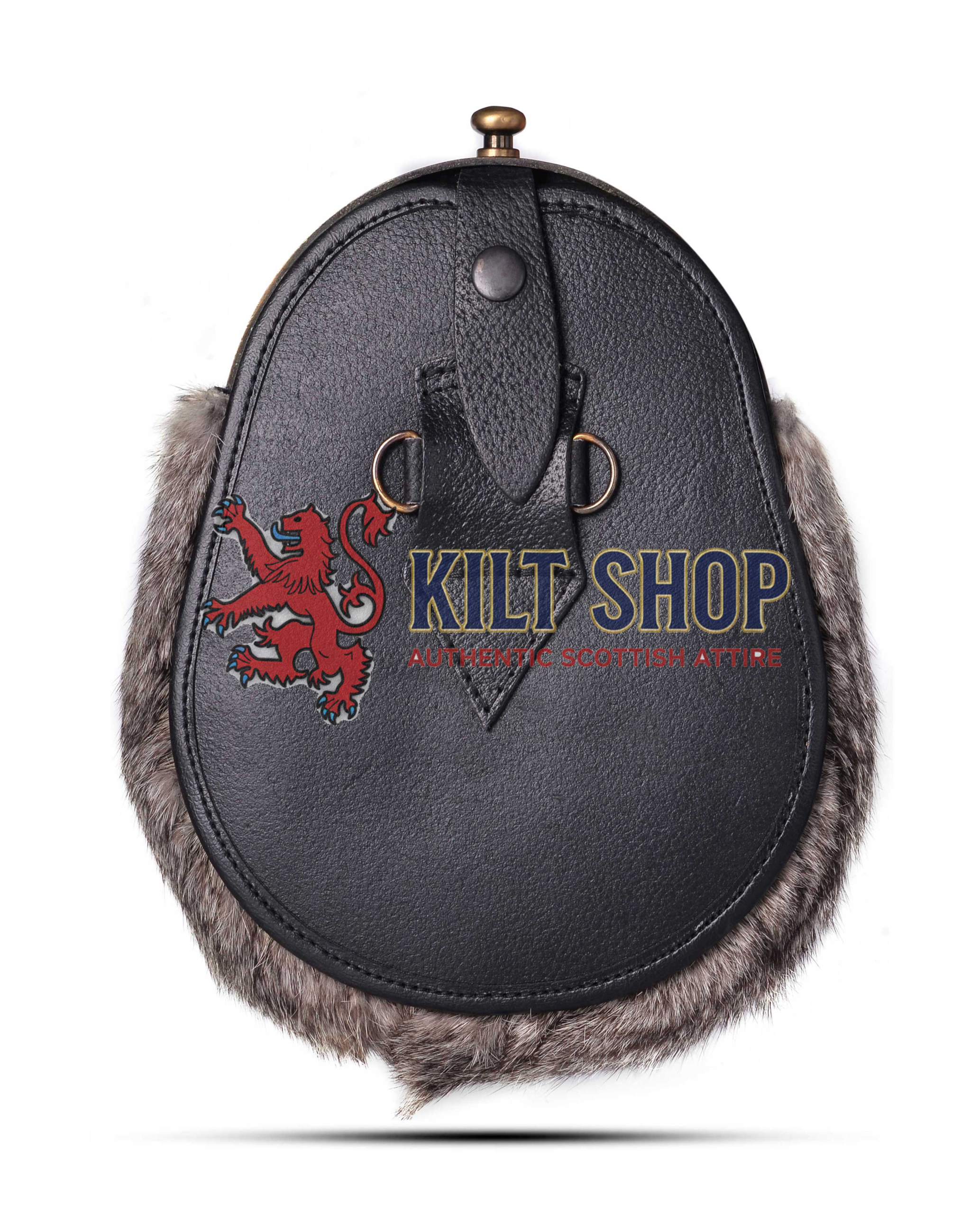 Brass Stag Head Brown Rabbit Fur Full Dress Sporran