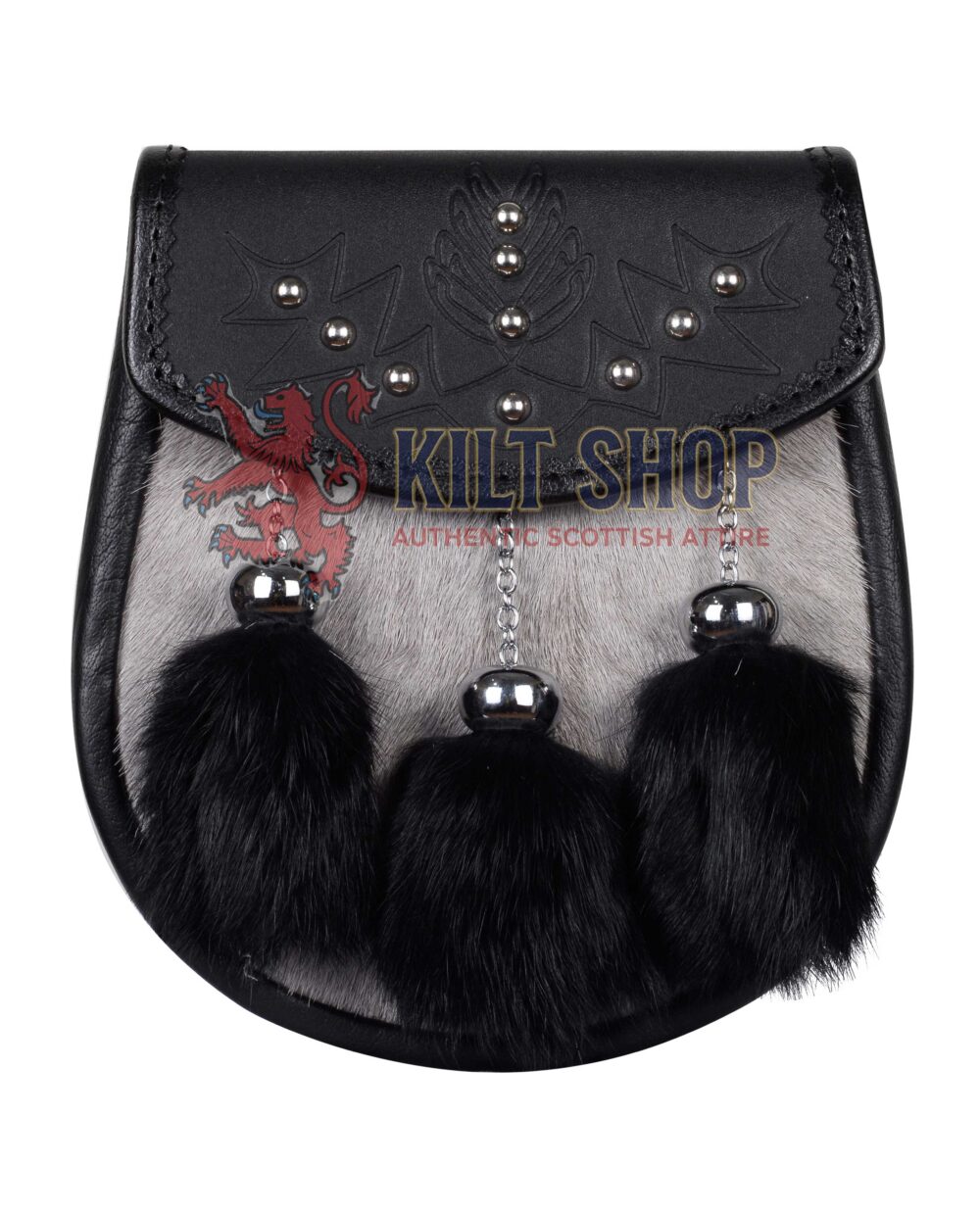 Gray Black Rabbit Fur Semi Dress Sporran